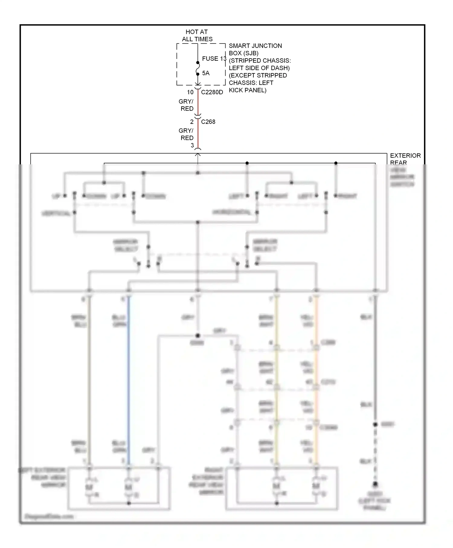 Ford Econoline E250  (1997-2012) mirror select wiring diagram  (1 of 1)