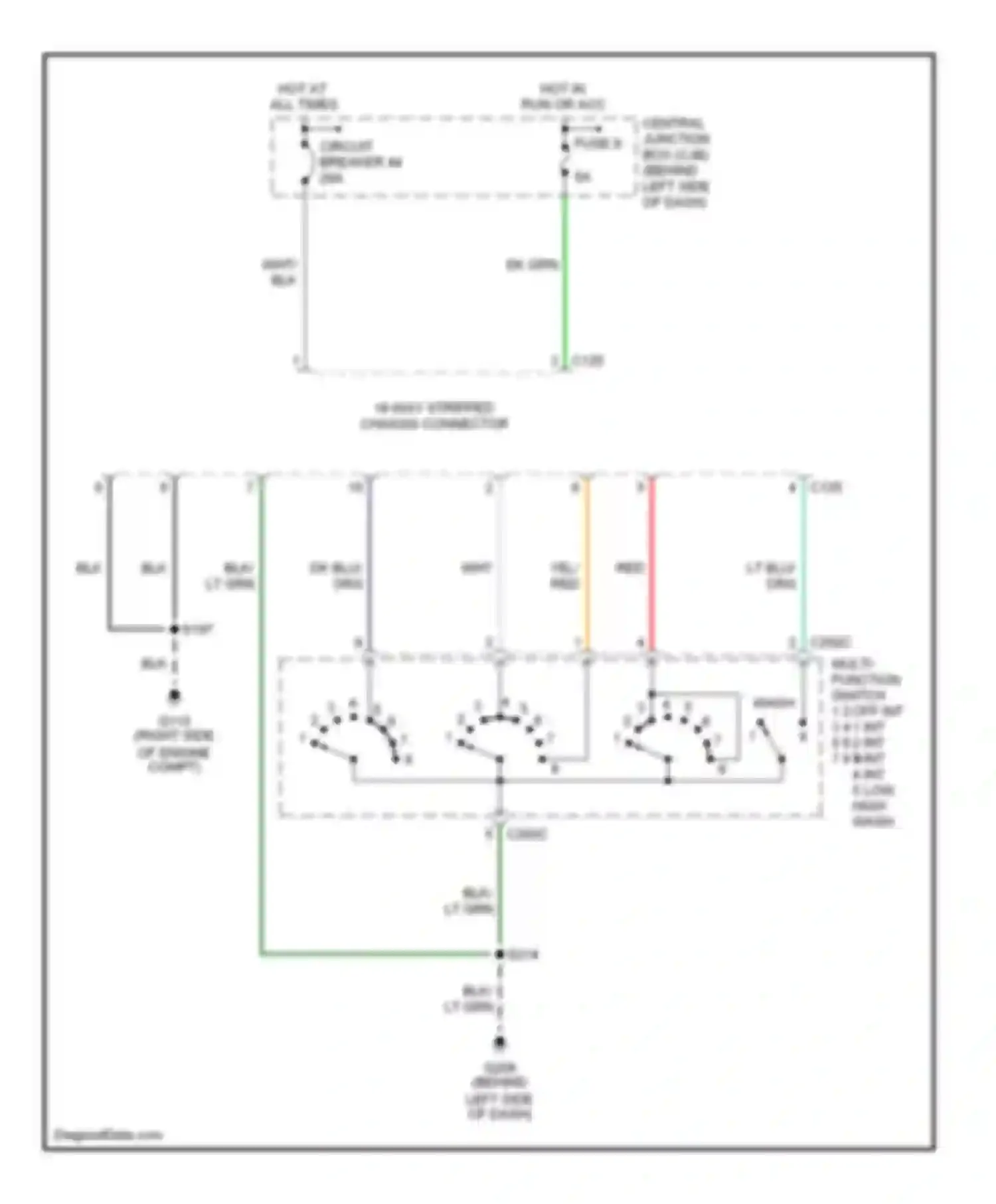 Wiring diagram multi- function switch 1 2 3 4 5 6 7 8 9 for Ford Econoline E250  (1997-2012) (2 of 2)