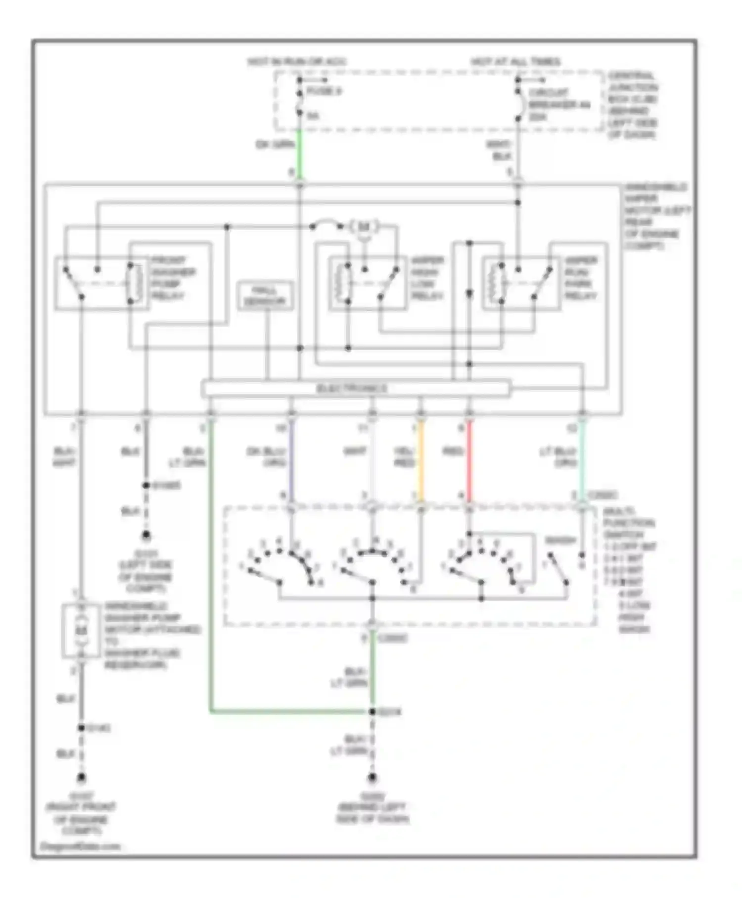Wiring diagram wiper high/ low relay for Ford Econoline E250  (1997-2012) (1 of 1)
