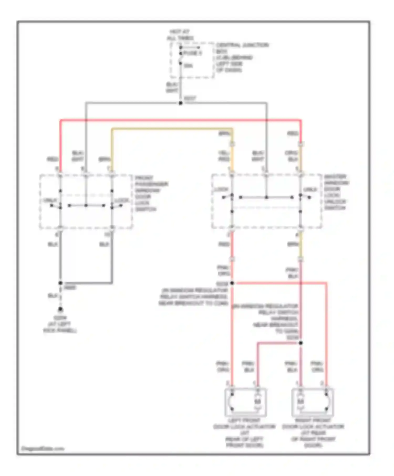 Econoline E350 Super Duty Ford  (1999-2012): Door lock circuit, cutaway chassis without keyless entry