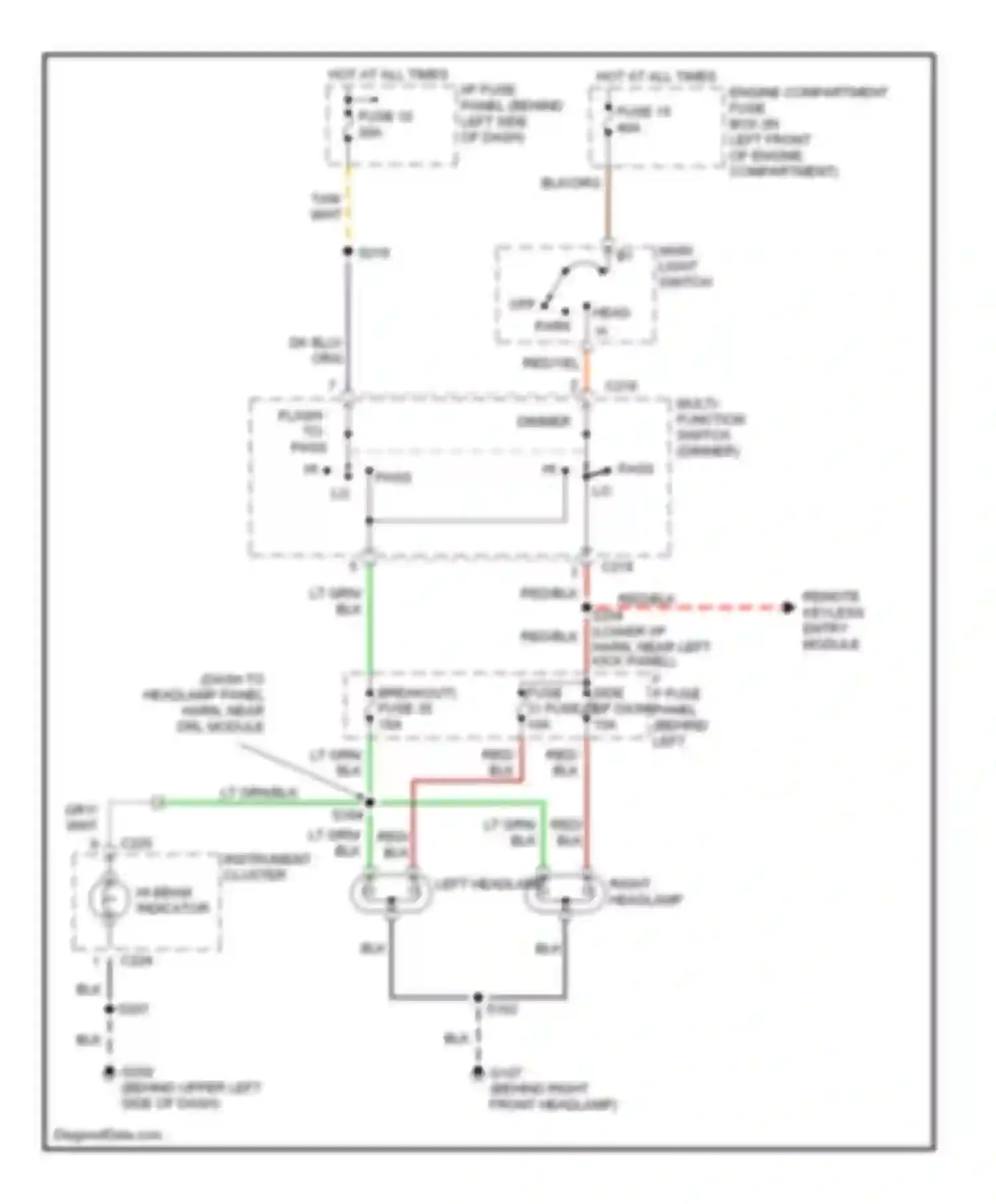 Econoline E350 Ford  (1997-1998): Headlight circuit, without drl