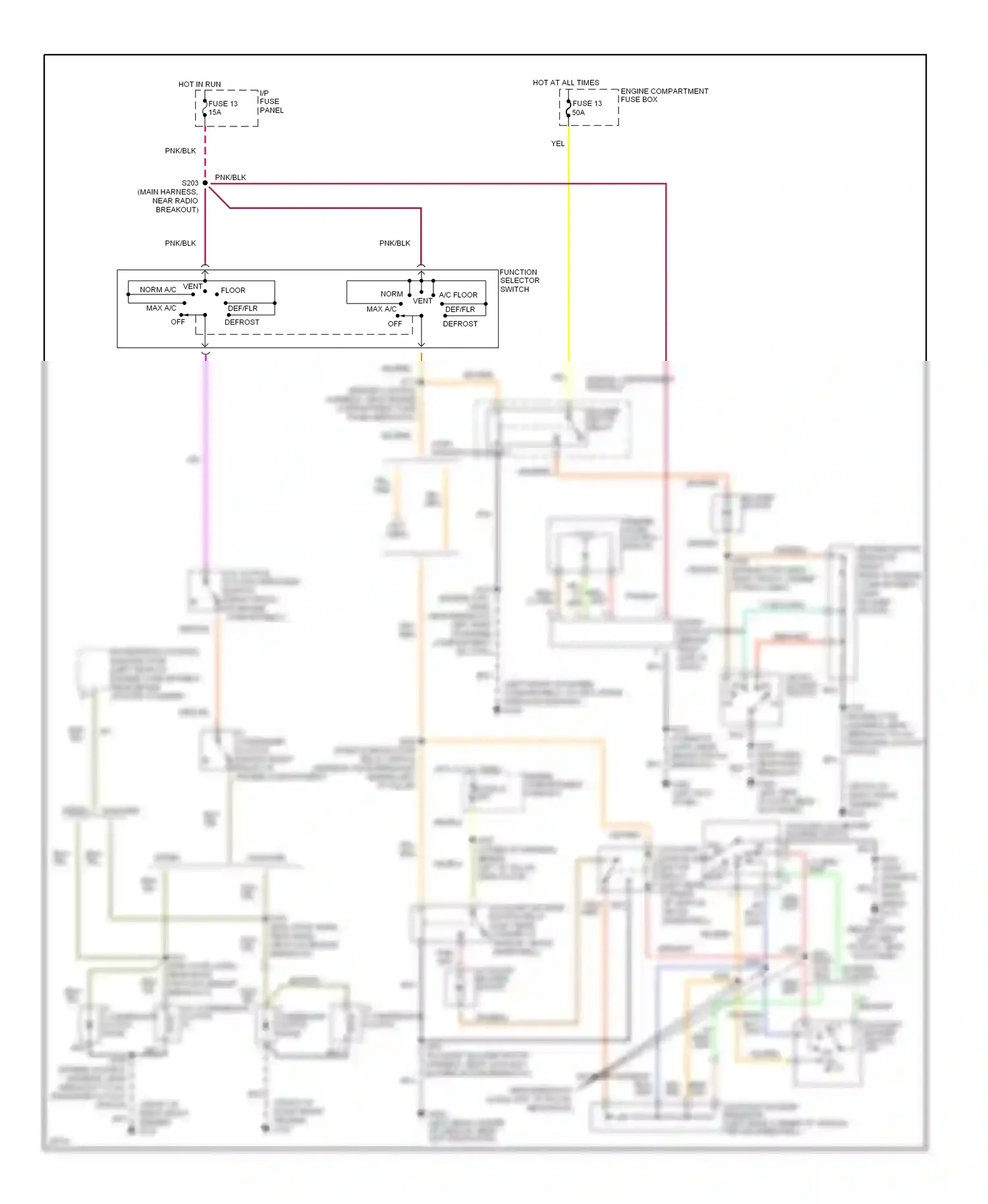 Ford Econoline E350  (1997-1998) front blower switch wiring diagram  (1 of 3)