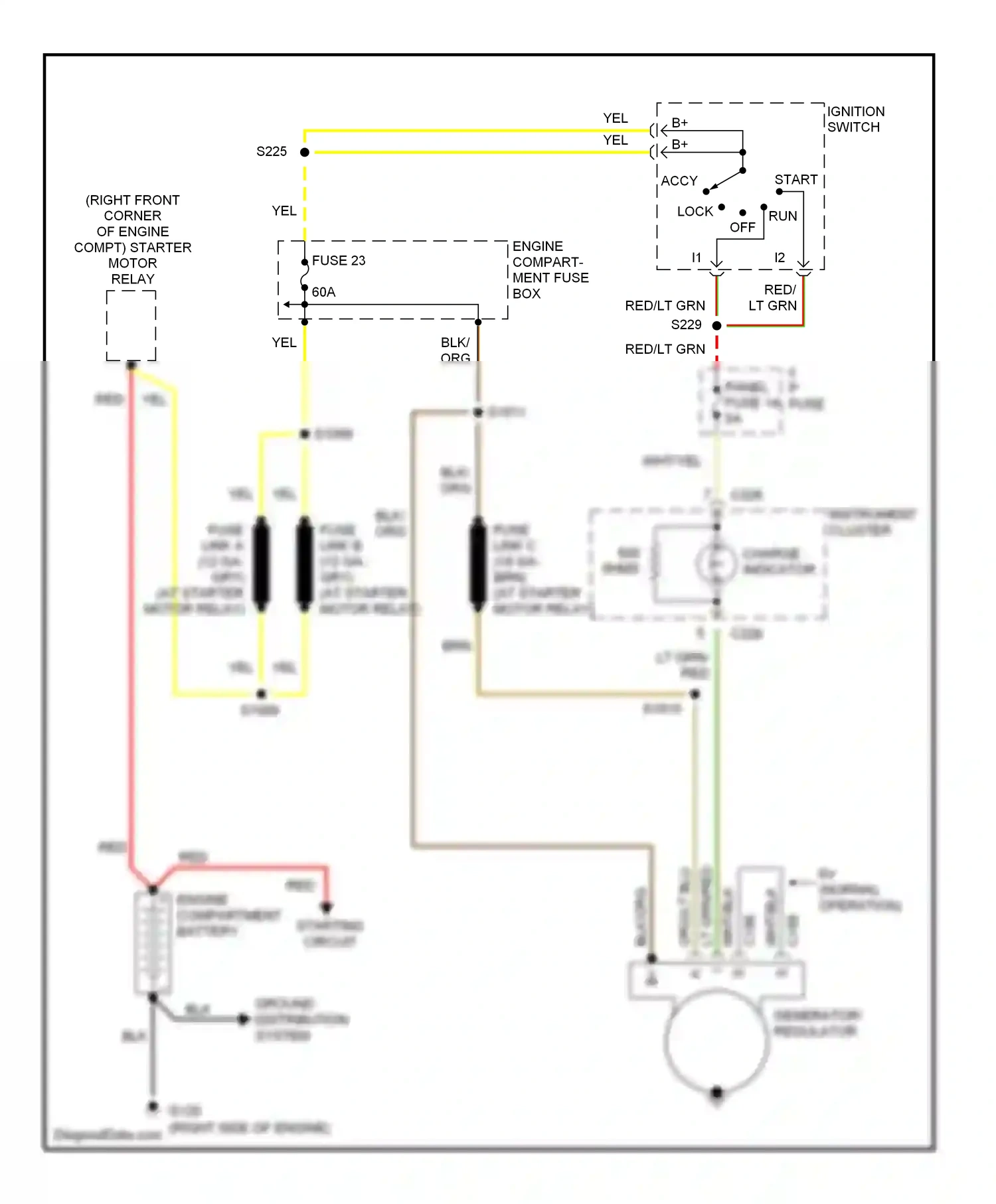 Ford Econoline E350  (1997-1998) generator/ regulator wiring diagram  (1 of 6)