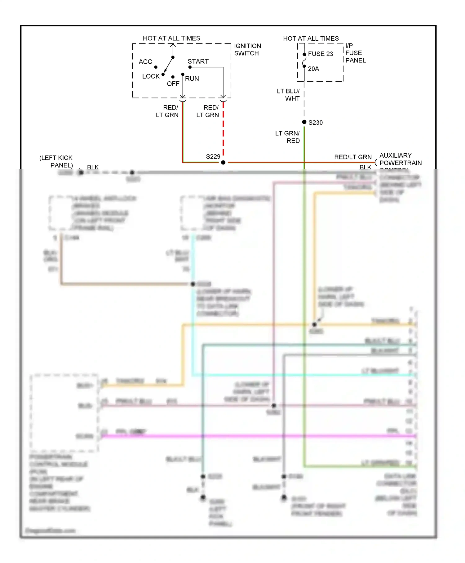 Ford Econoline E350  (1997-1998) ignition switch wiring diagram  (7 of 16)