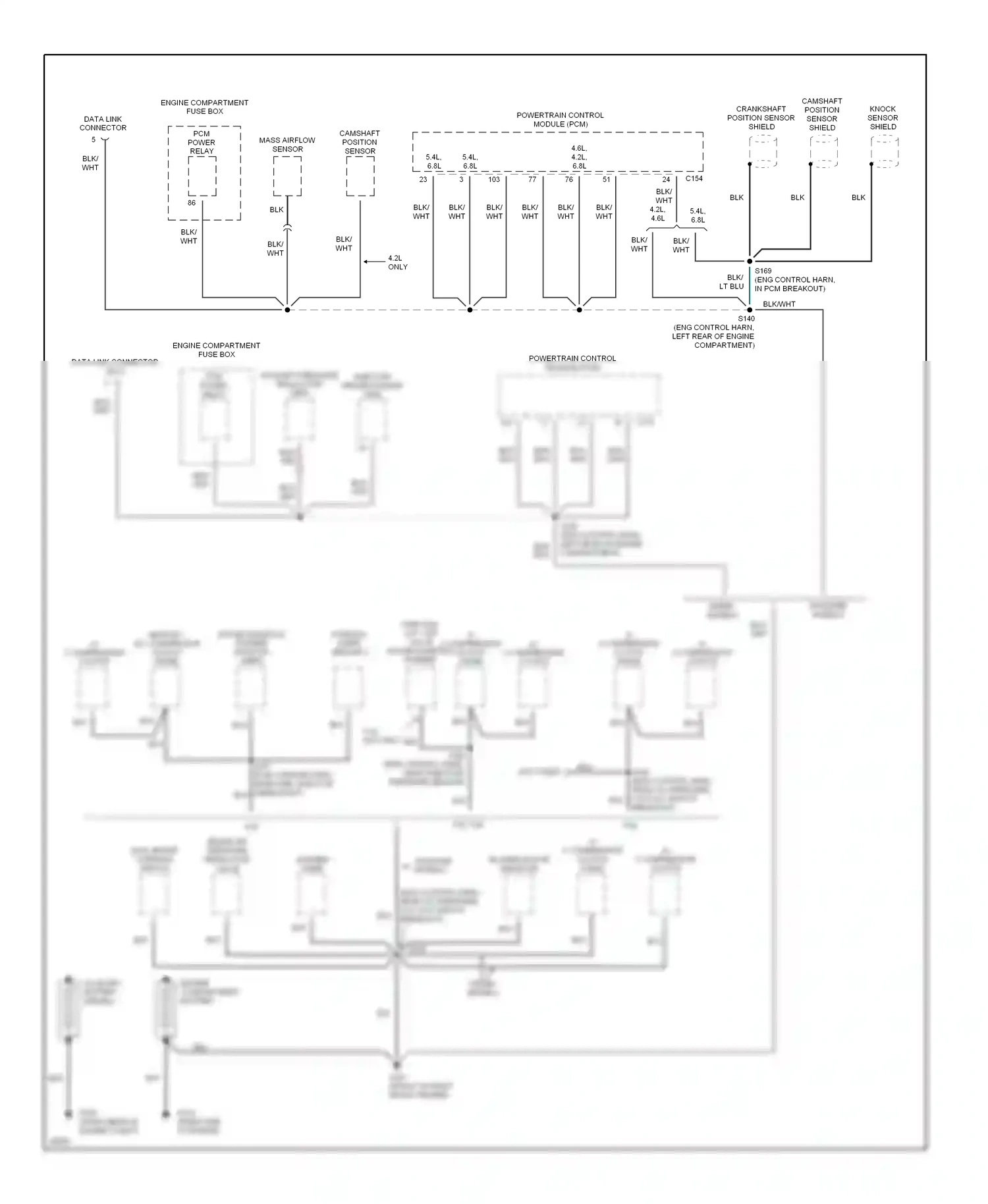 Ford Econoline E350  (1997-1998) knock sensor shield wiring diagram  (1 of 1)