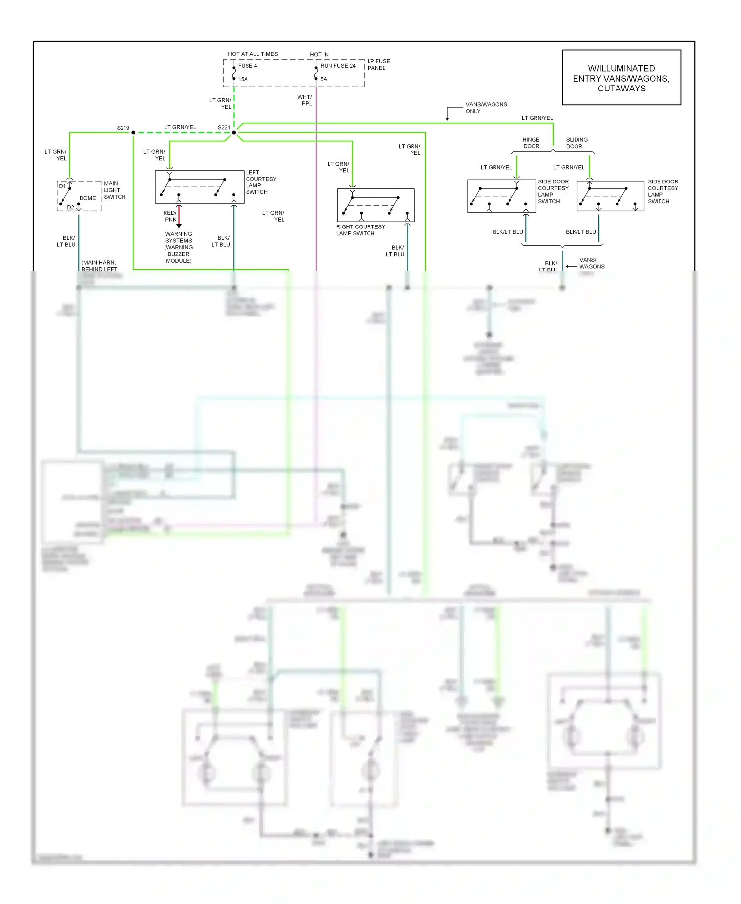 Ford Econoline E350  (1997-1998) main light switch wiring diagram  (1 of 12)