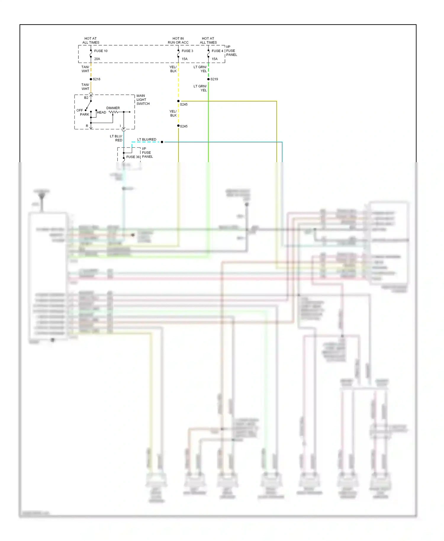 Ford Econoline E350  (1997-1998) main light switch wiring diagram  (9 of 12)