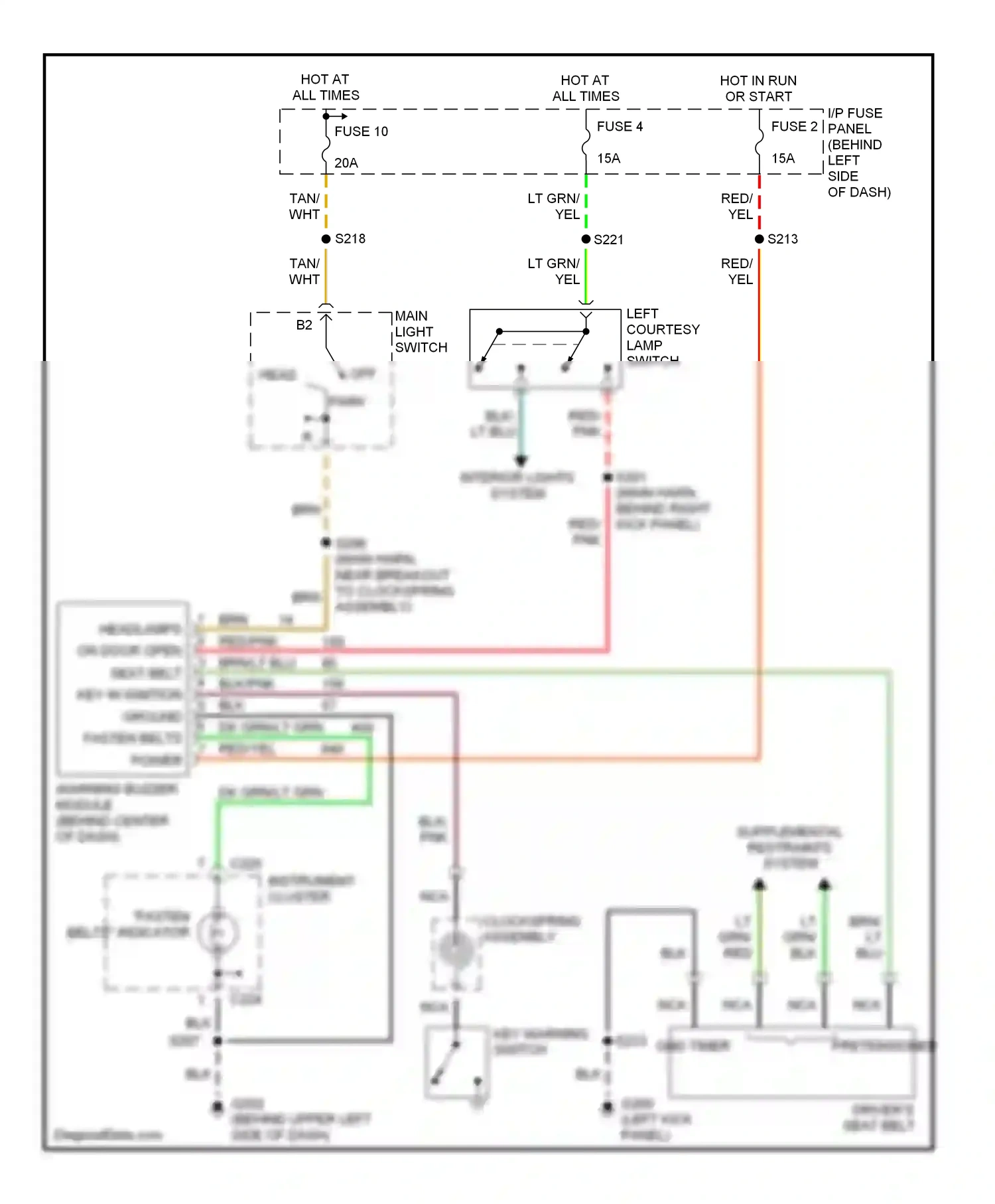 Ford Econoline E350  (1997-1998) main light switch wiring diagram  (12 of 12)