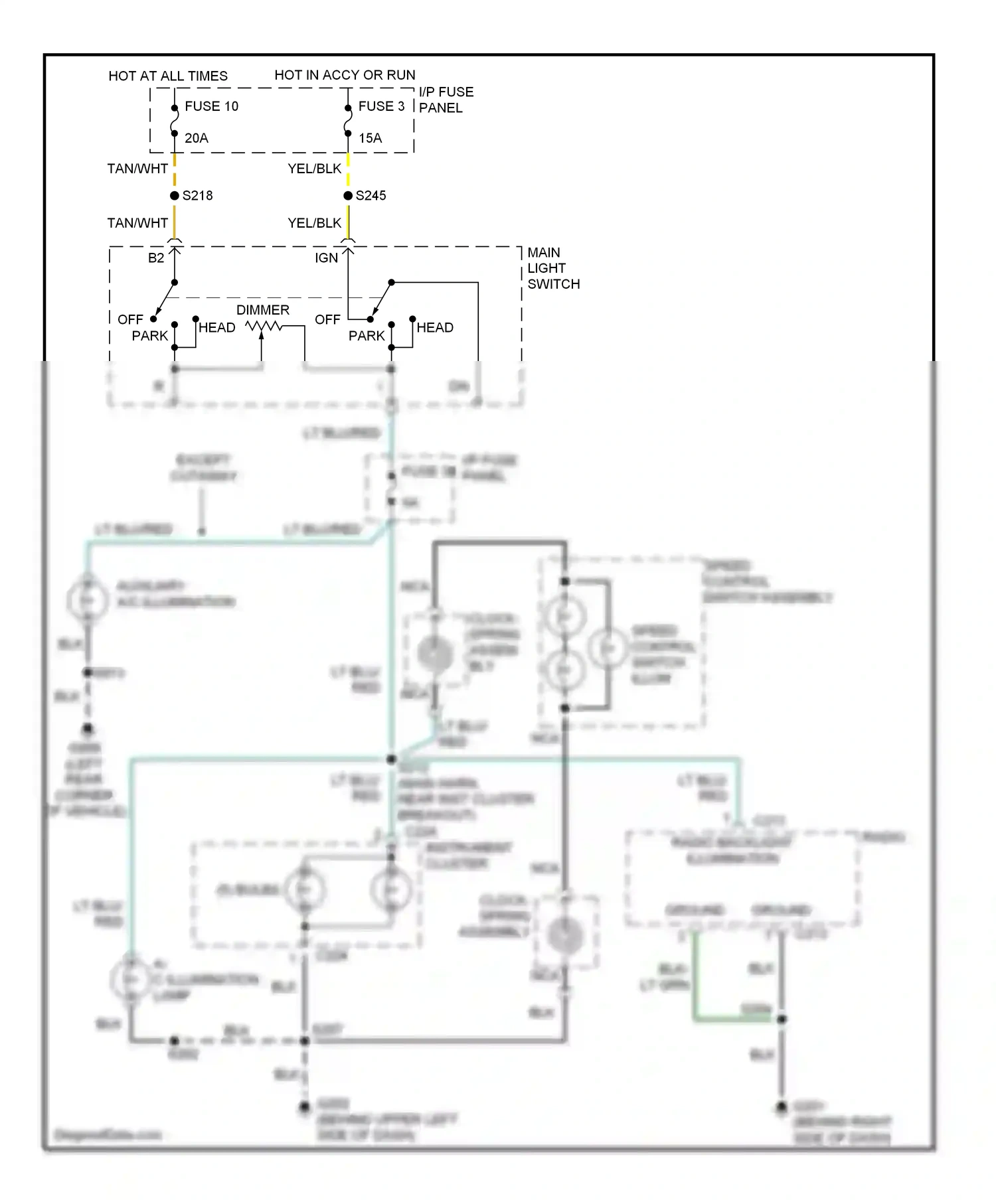 Ford Econoline E350  (1997-1998) main light switch wiring diagram  (6 of 12)