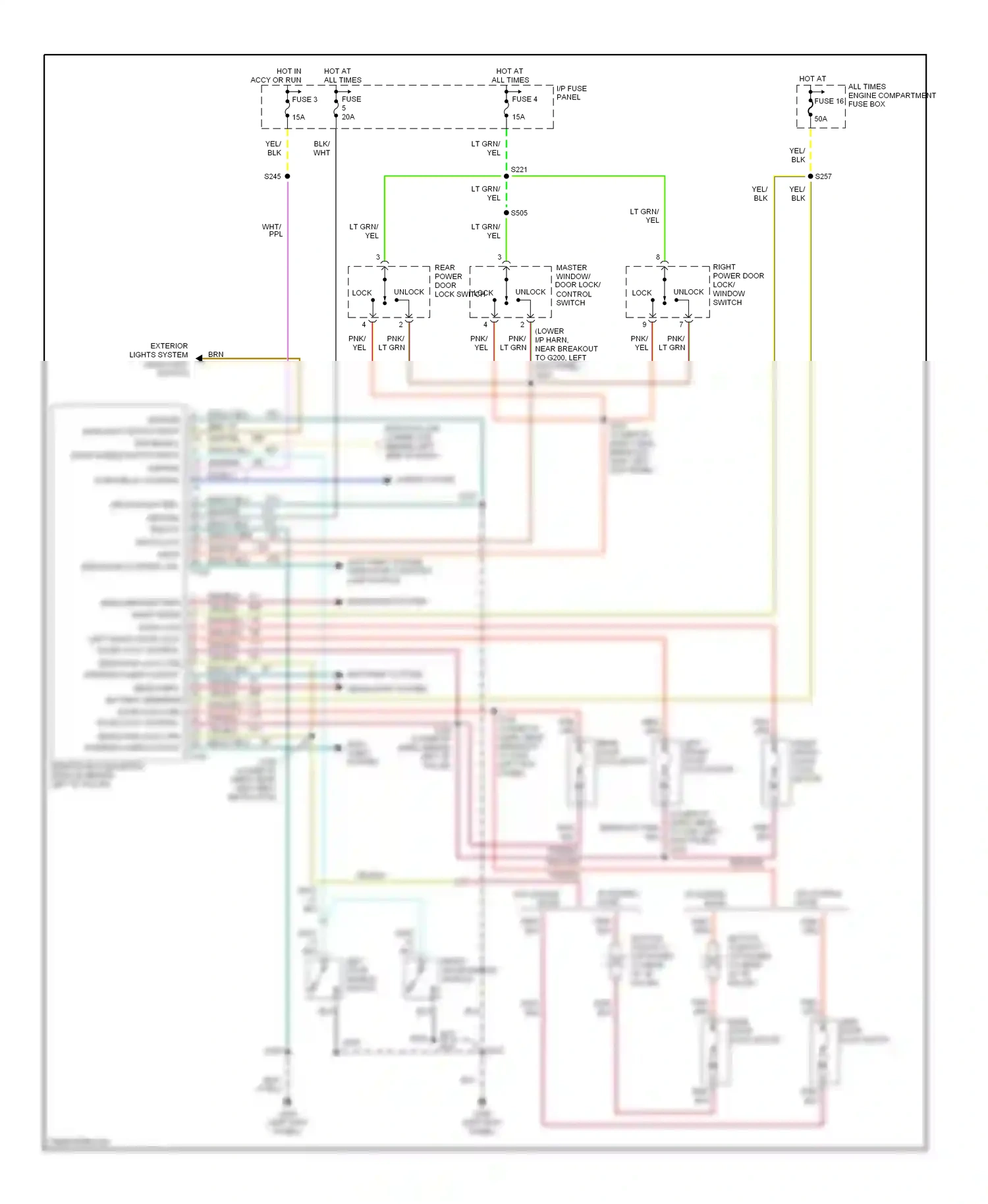 Ford Econoline E350  (1997-1998) master window wiring diagram  (1 of 1)