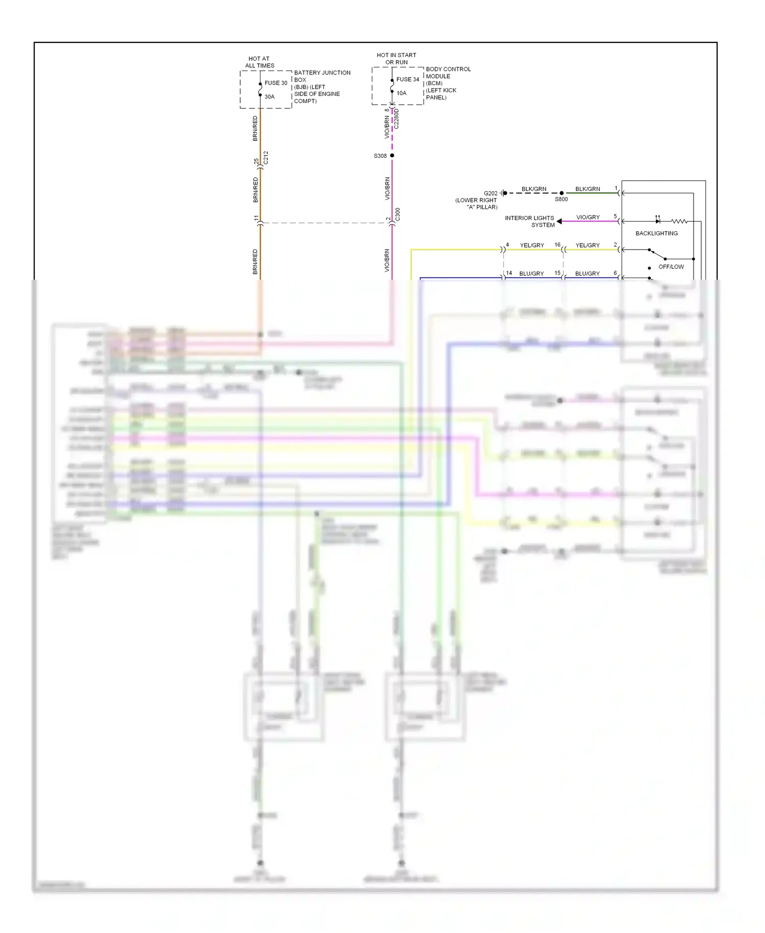 Ford Edge I facelift (2010-2014) backlighting wiring diagram  (1 of 1)