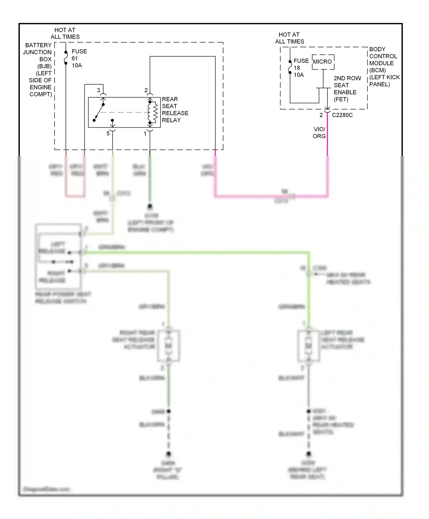 Wiring diagram left release for Ford Edge I facelift (2010-2014) (1 of 1)