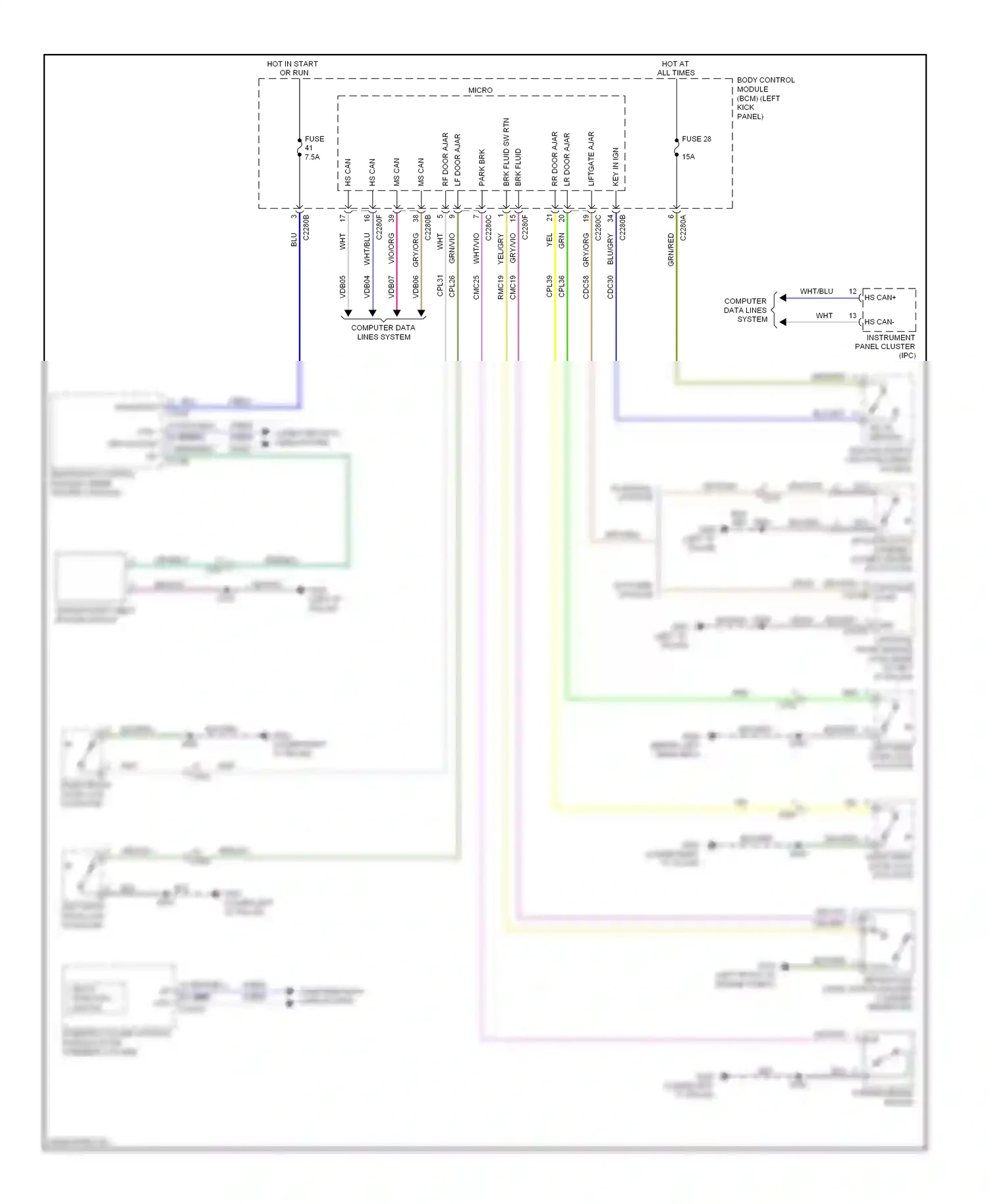 Wiring diagram multi- function switch for Ford Edge I facelift (2010-2014) (1 of 4)