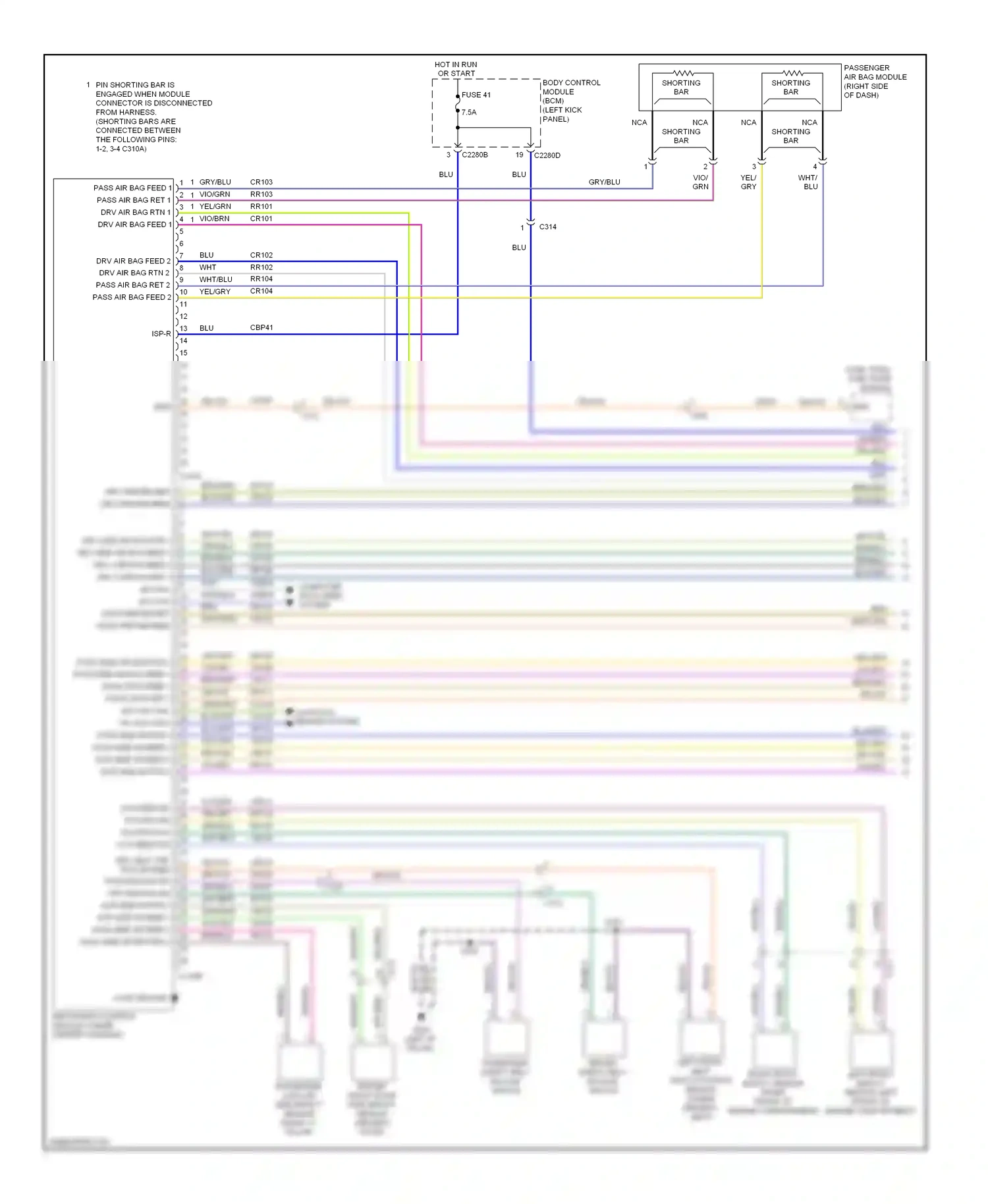 Ford Edge I facelift (2010-2014) restraints control module (under center console) wiring diagram  (3 of 5)