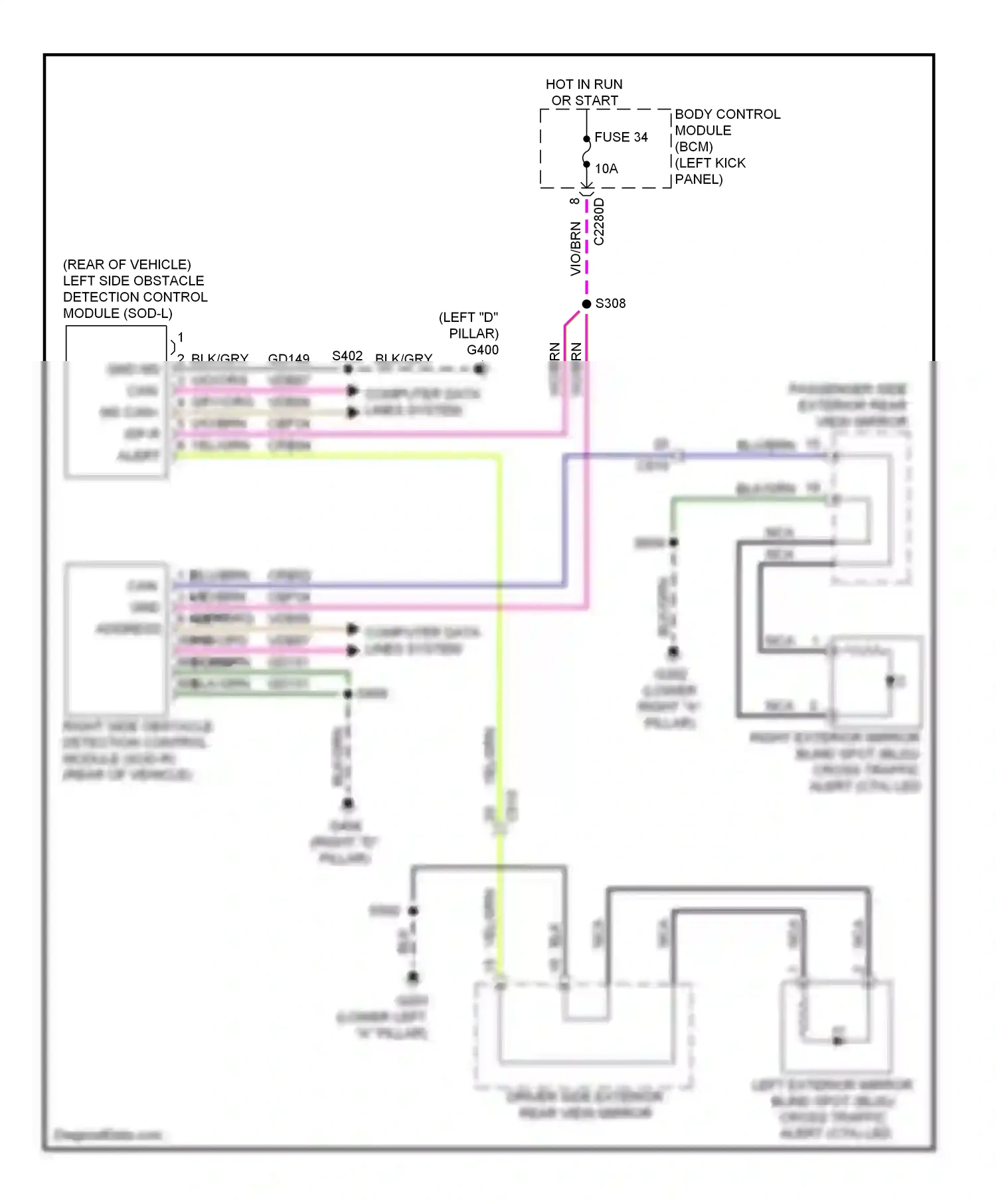 Wiring diagram vio/brn for Ford Edge I facelift (2010-2014) (11 of 21)