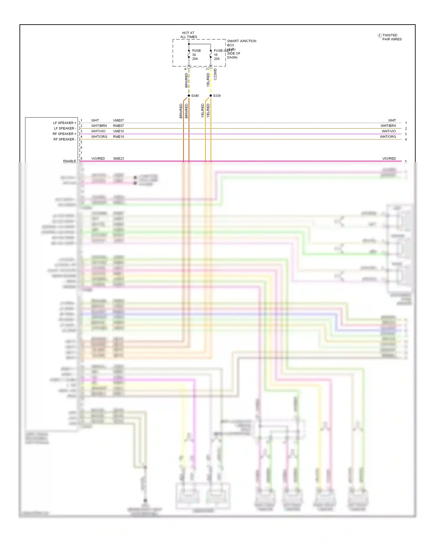 Ford Edge I (2006-2010) audio signal processing (dsp) module wiring diagram  (1 of 1)