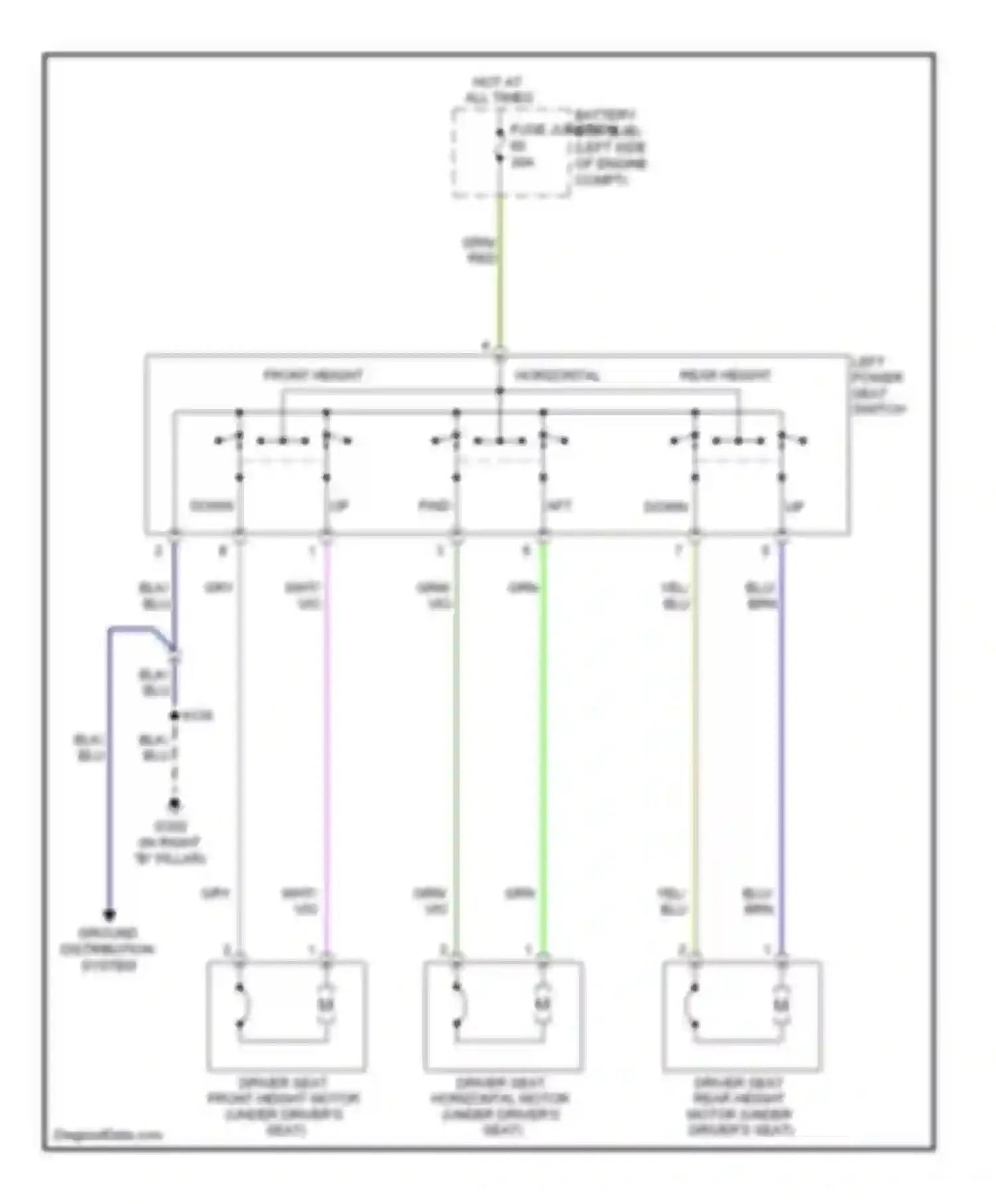 Wiring diagram left power seat switch for Ford Edge I (2006-2010)