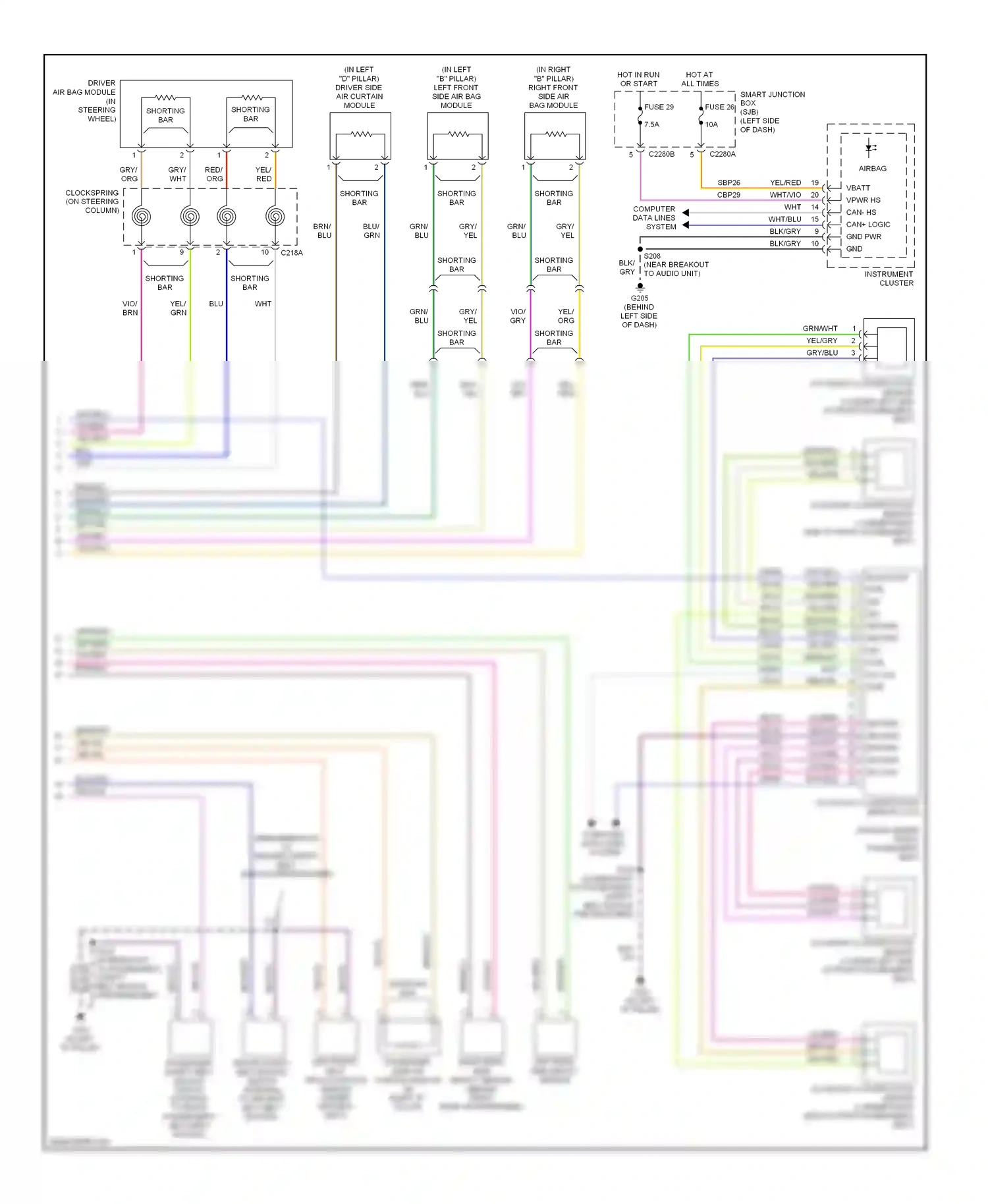 Ford Edge I (2006-2010) occupant classification sensor 3 (under left side of front passenger's seat) wiring diagram  (1 of 1)