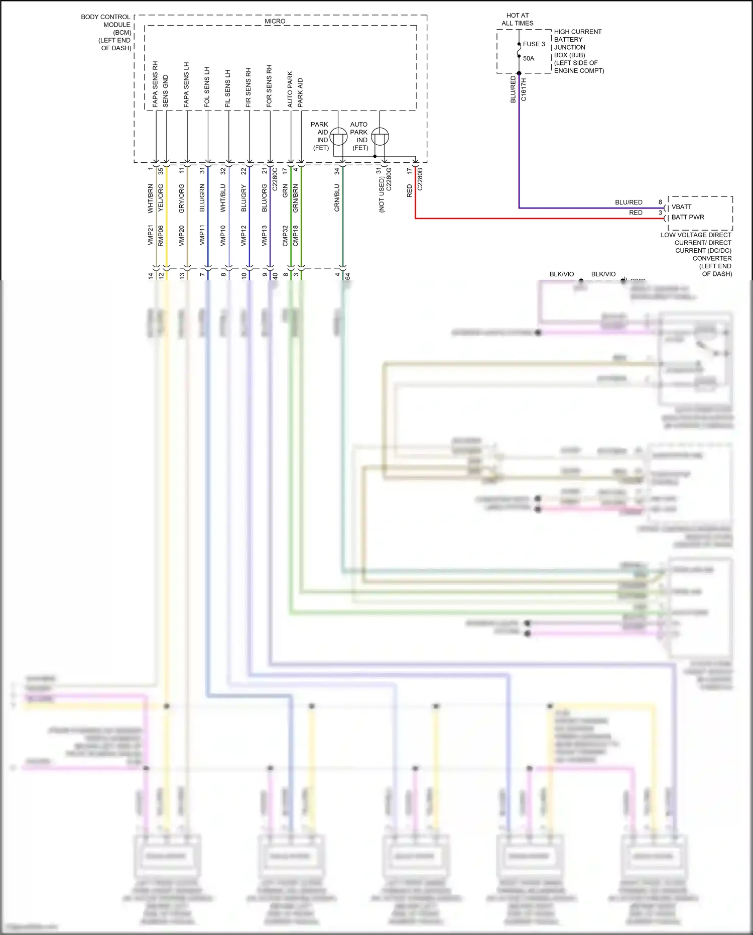 Wiring diagram auto park for Ford Edge II facelift (2018-2023) (1 of 1)