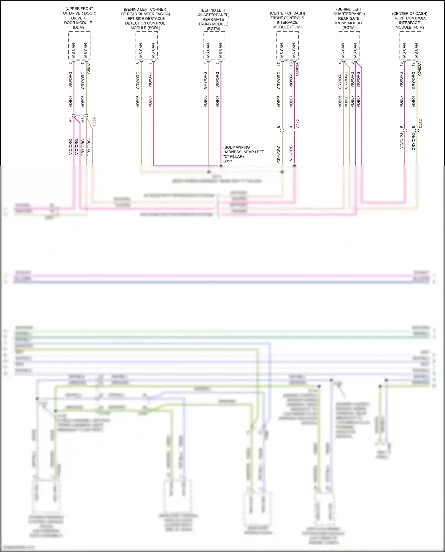 Wiring diagram behind left quarterpanel) for Ford Edge II facelift (2018-2023) (1 of 6)