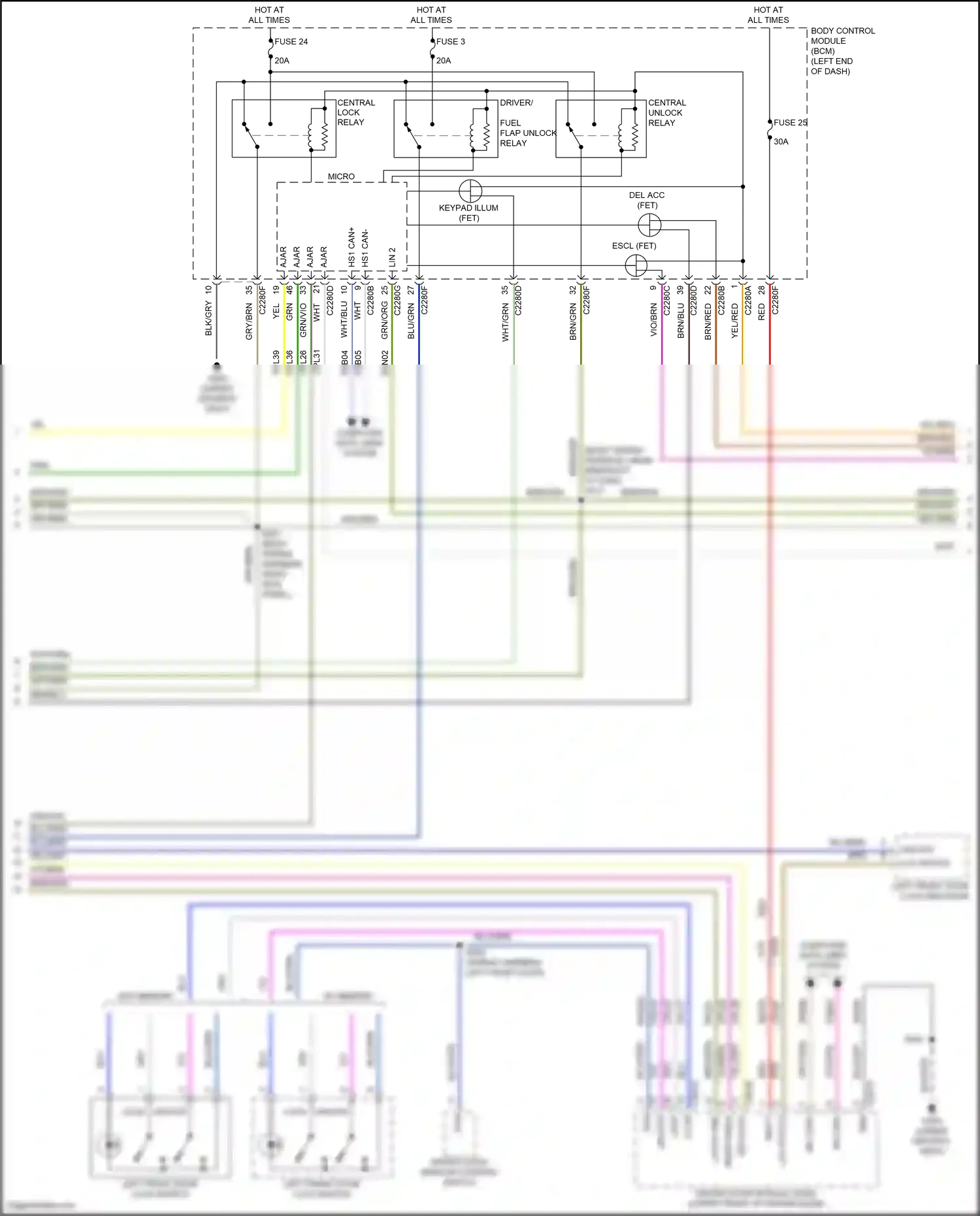 Wiring diagram lck status for Ford Edge II facelift (2018-2023) (2 of 6)