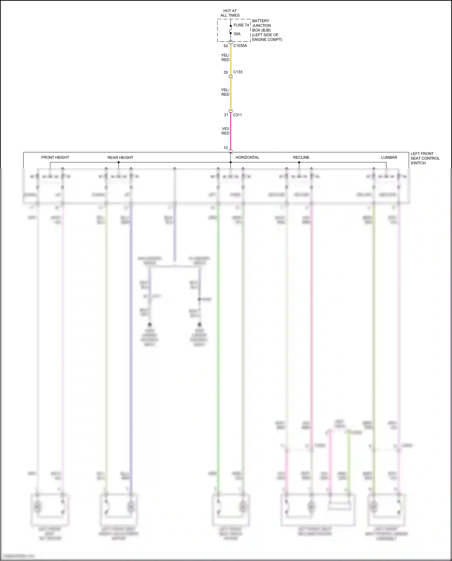 Wiring diagram left front seat control switch for Ford Edge II facelift (2018-2023) (1 of 4)