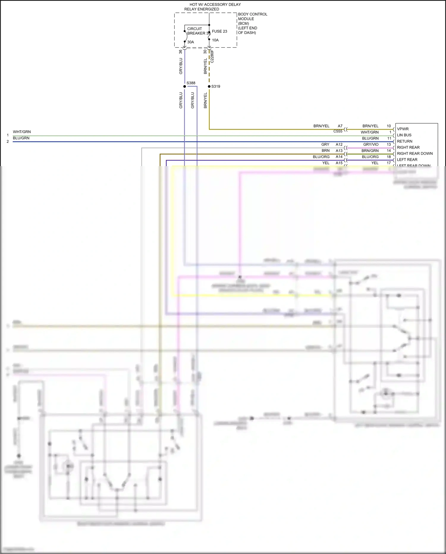 Wiring diagram left rear down for Ford Edge II facelift (2018-2023) (1 of 1)