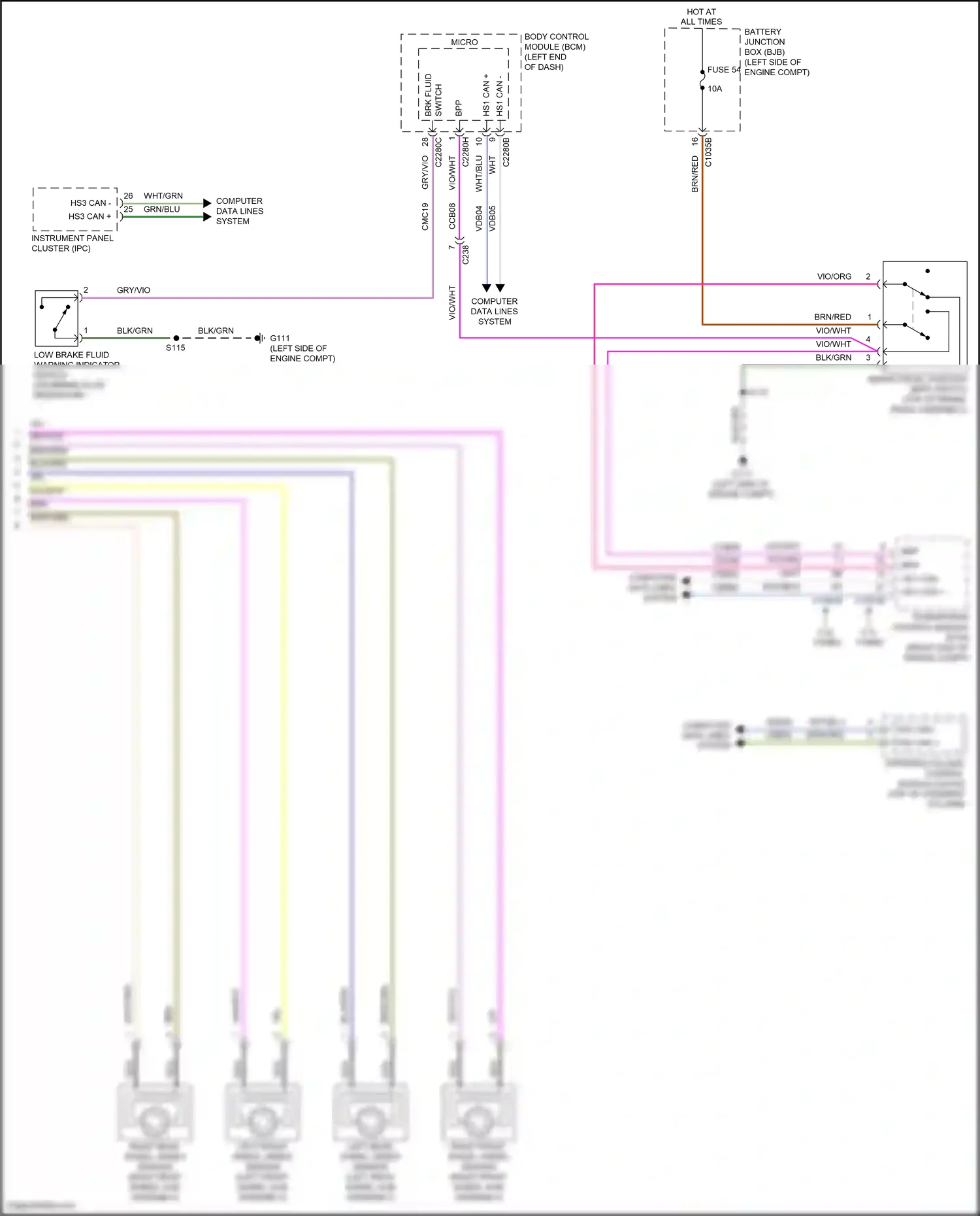 Wiring diagram left rear wheel speed sensor for Ford Edge II facelift (2018-2023) (1 of 1)