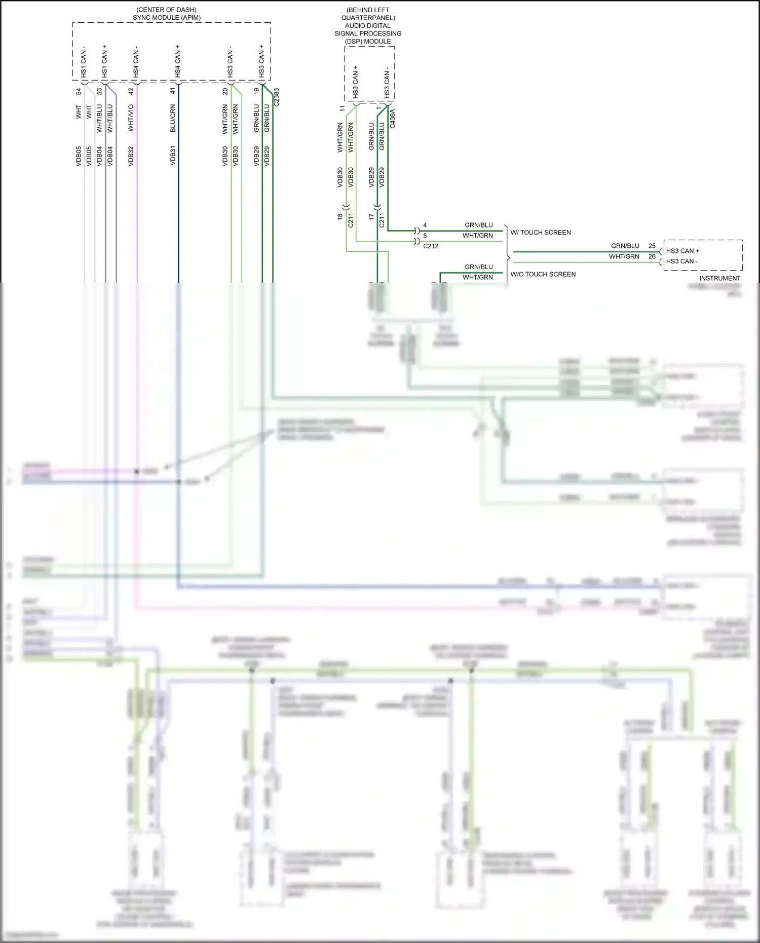Wiring diagram w/o touch screen for Ford Edge II facelift (2018-2023) (1 of 1)