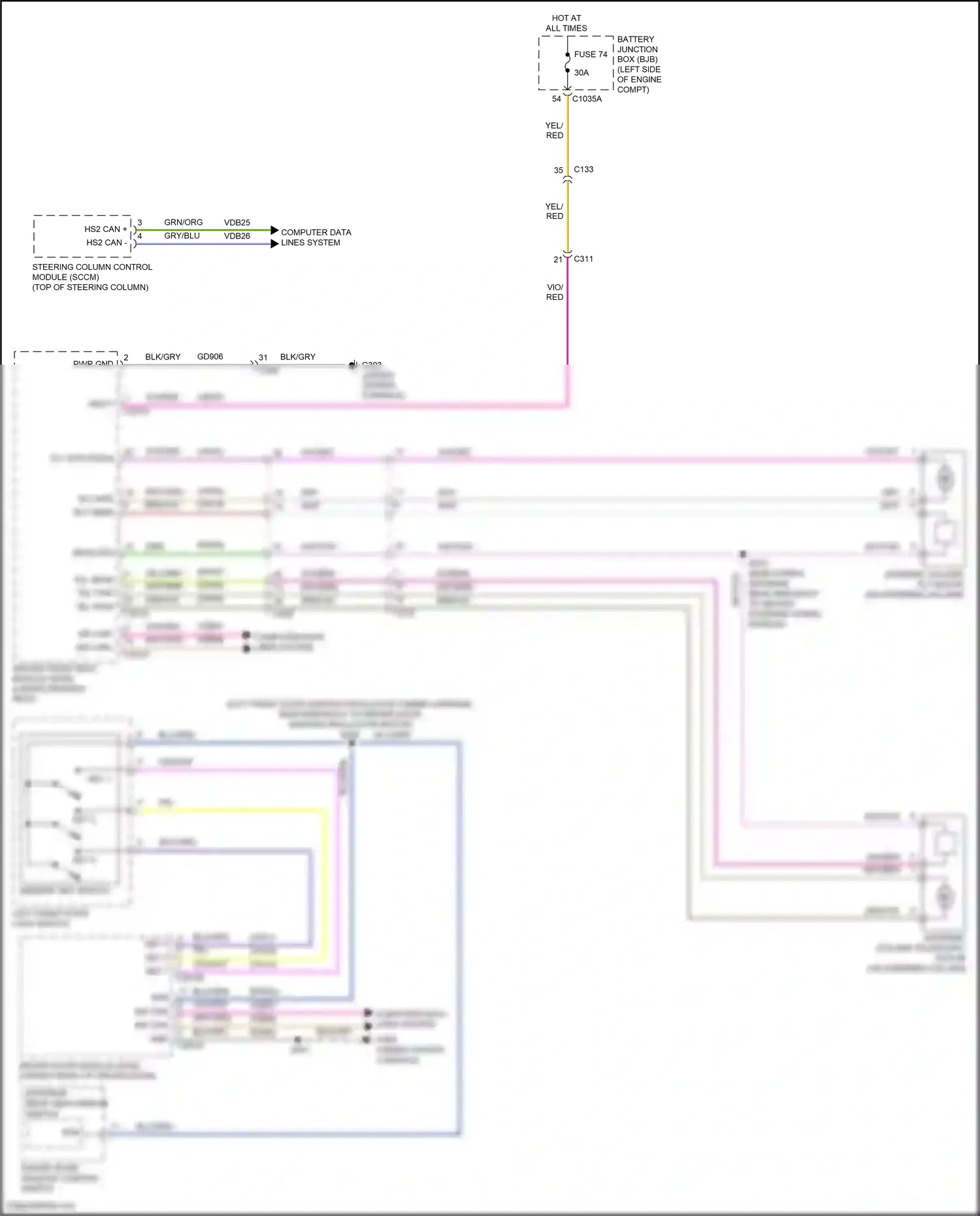 Wiring diagram driver door window control switch for Ford Edge II (2015-2018) (9 of 9)