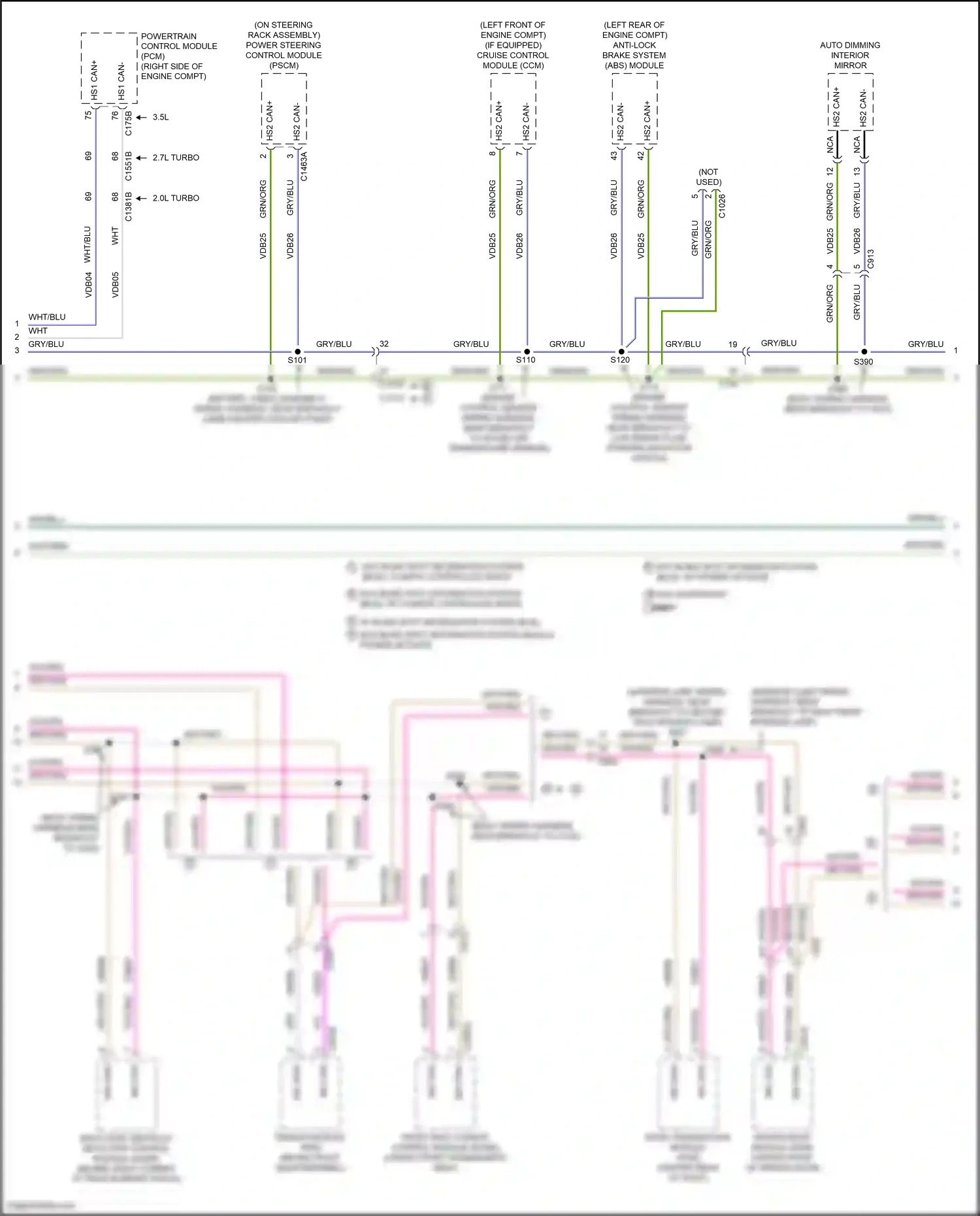 Wiring diagram gry/blu for Ford Edge II (2015-2018) (46 of 59)