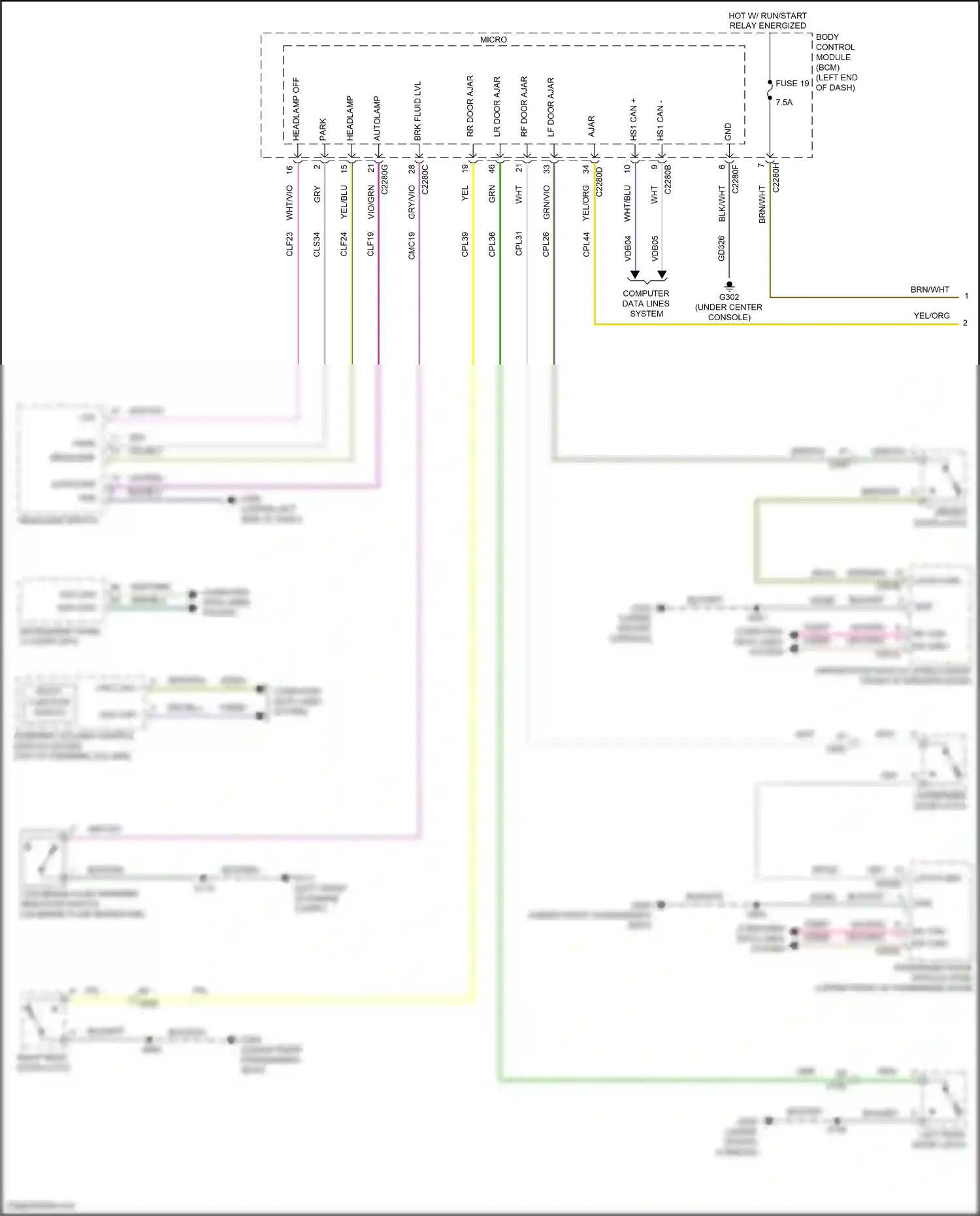 Wiring diagram headlamp off for Ford Edge II (2015-2018) (1 of 3)