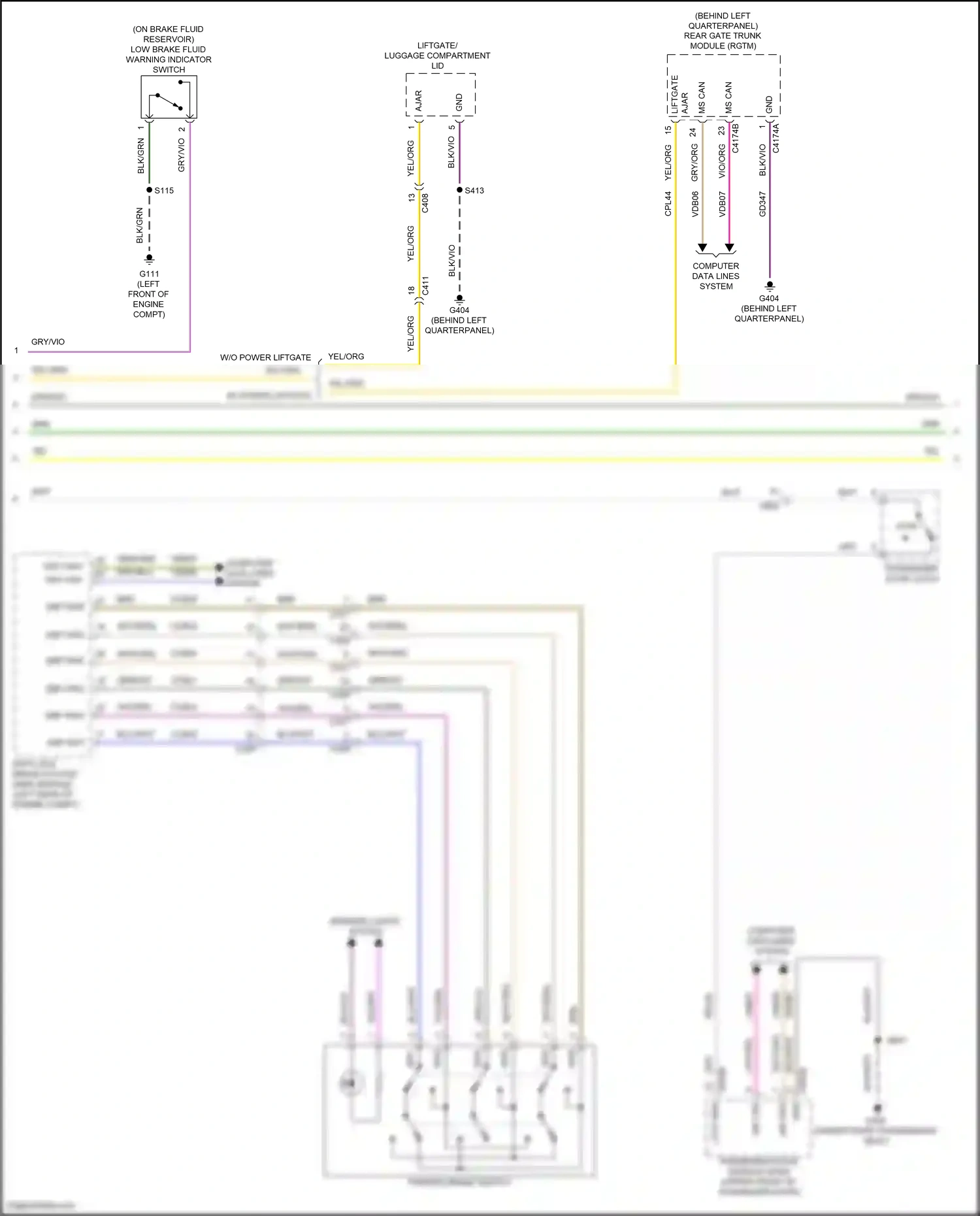 Wiring diagram low brake fluid warning indicator switch for Ford Edge II (2015-2018) (4 of 4)