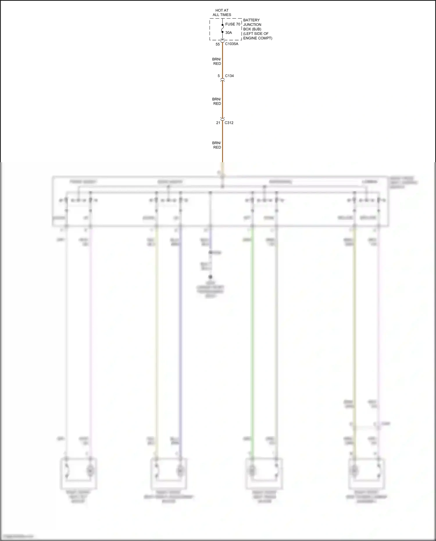 Wiring diagram right front seat control switch for Ford Edge II (2015-2018) (4 of 5)