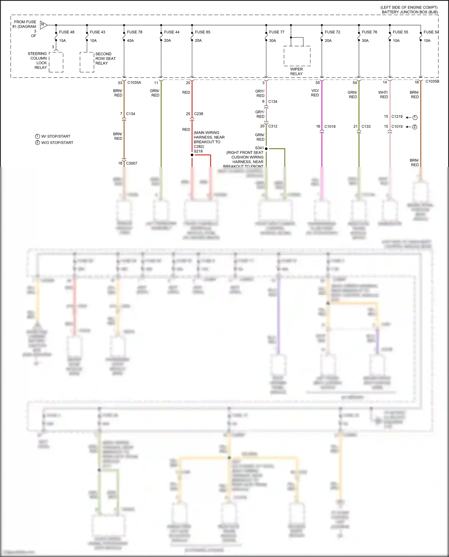 Wiring diagram w/ stop/start w/o stop/start for Ford Edge II (2015-2018) (2 of 3)
