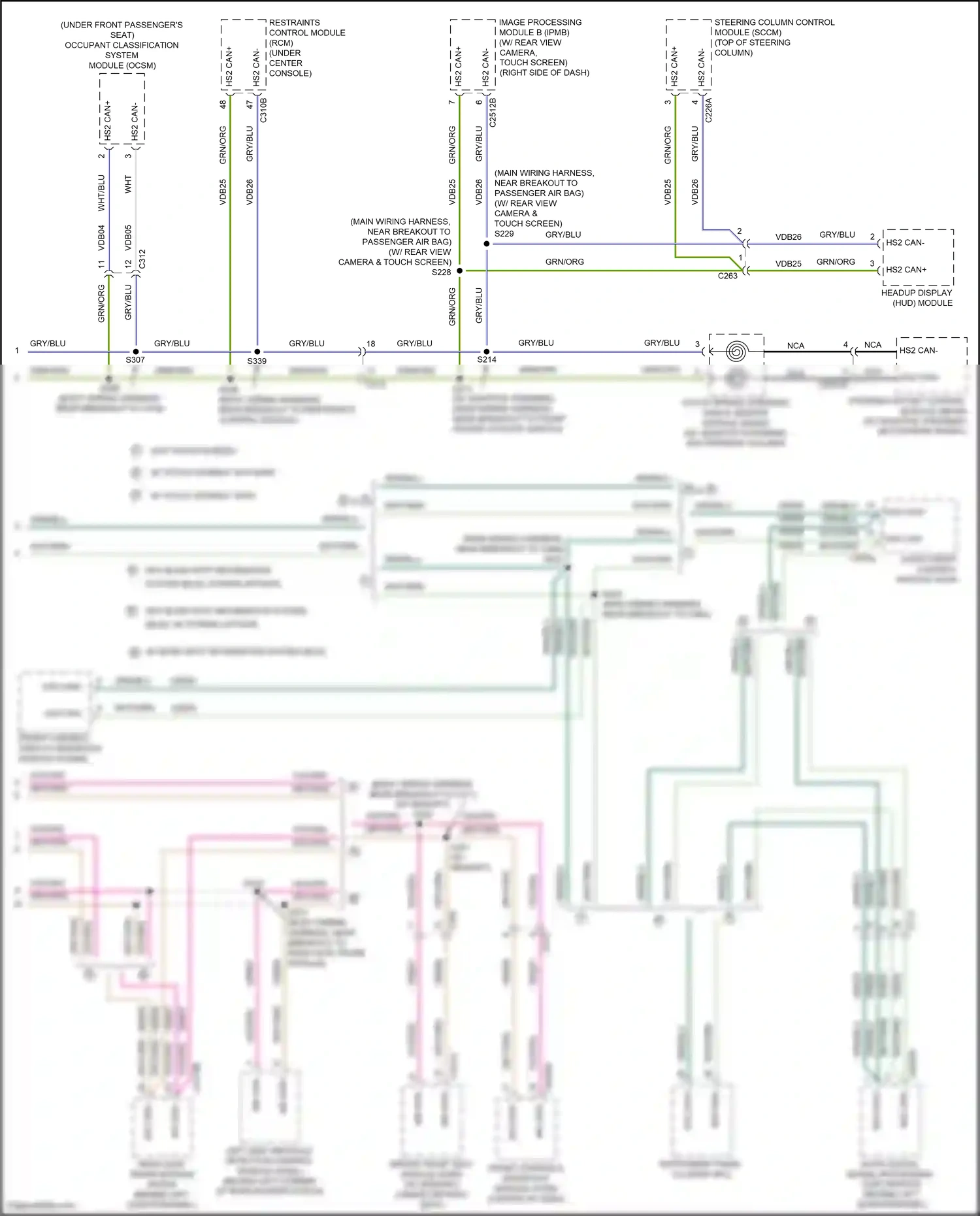 Wiring diagram w/o touch screen for Ford Edge II (2015-2018) (1 of 2)