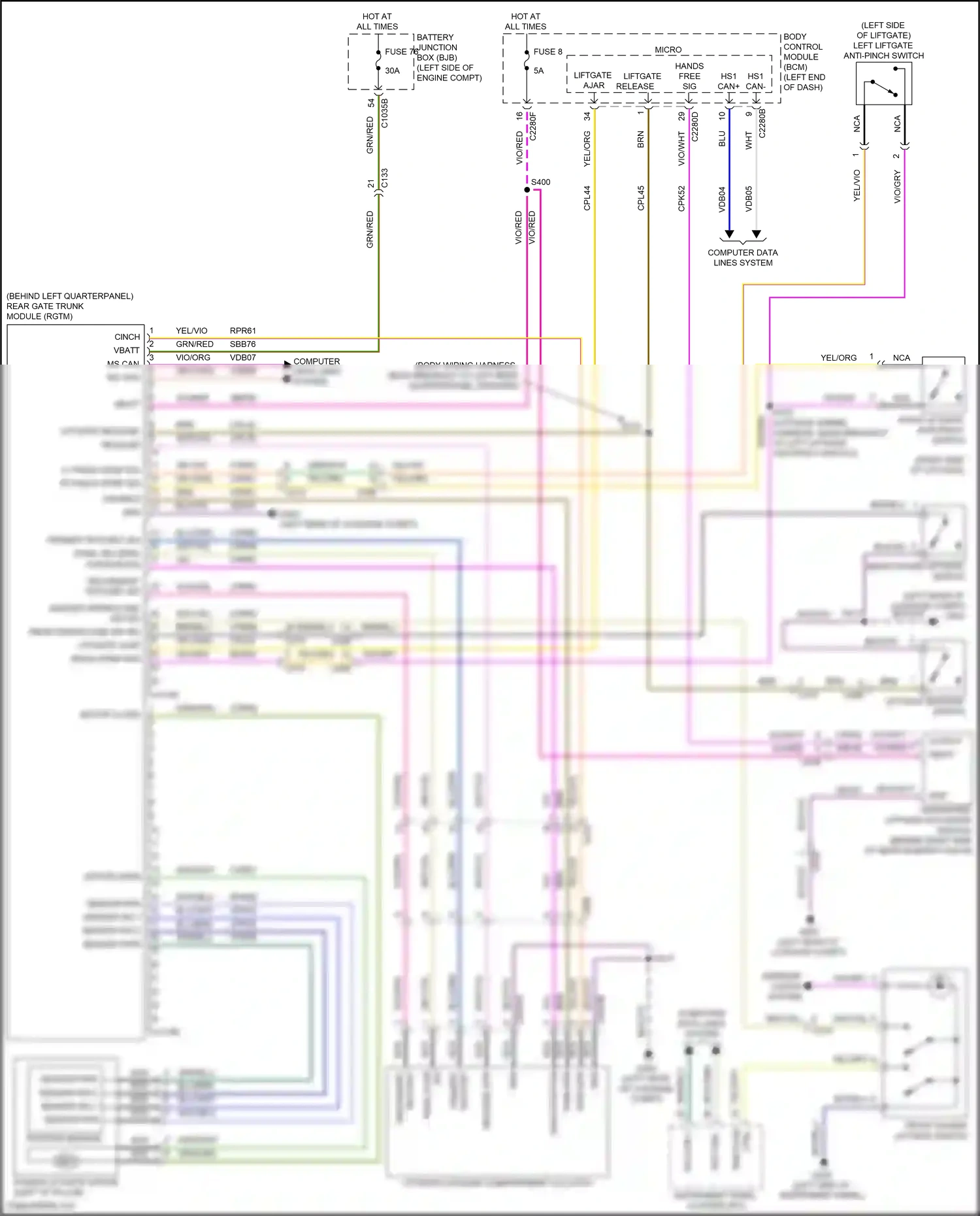 Wiring diagram behind left quarterpanel) for Ford Edge III (2023-2024) (5 of 6)