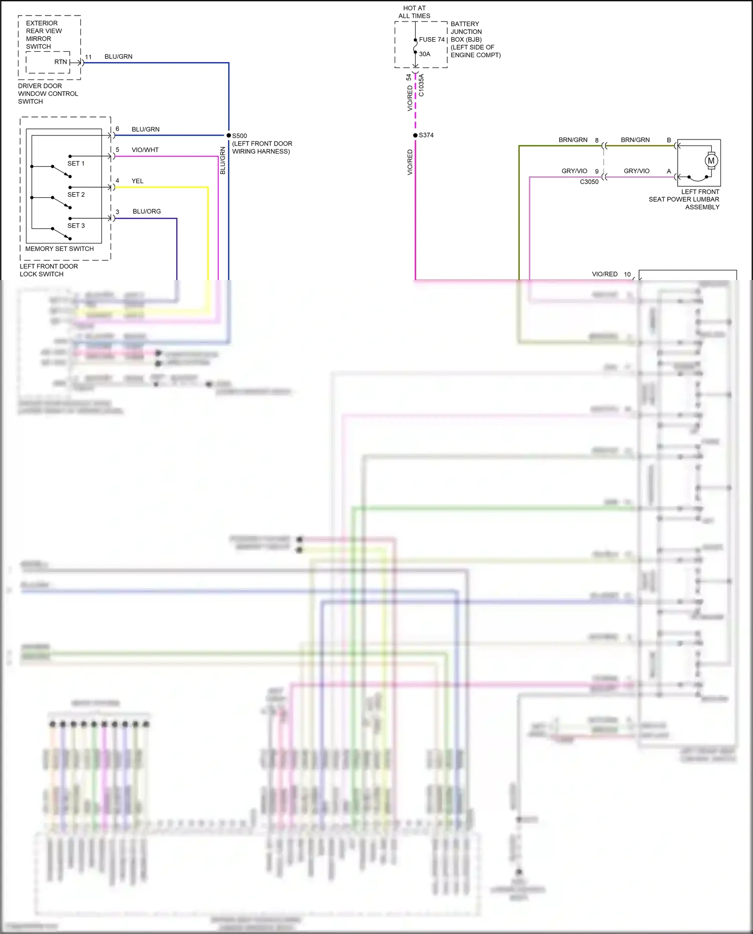 Wiring diagram driver door window control switch for Ford Edge III (2023-2024) (1 of 1)
