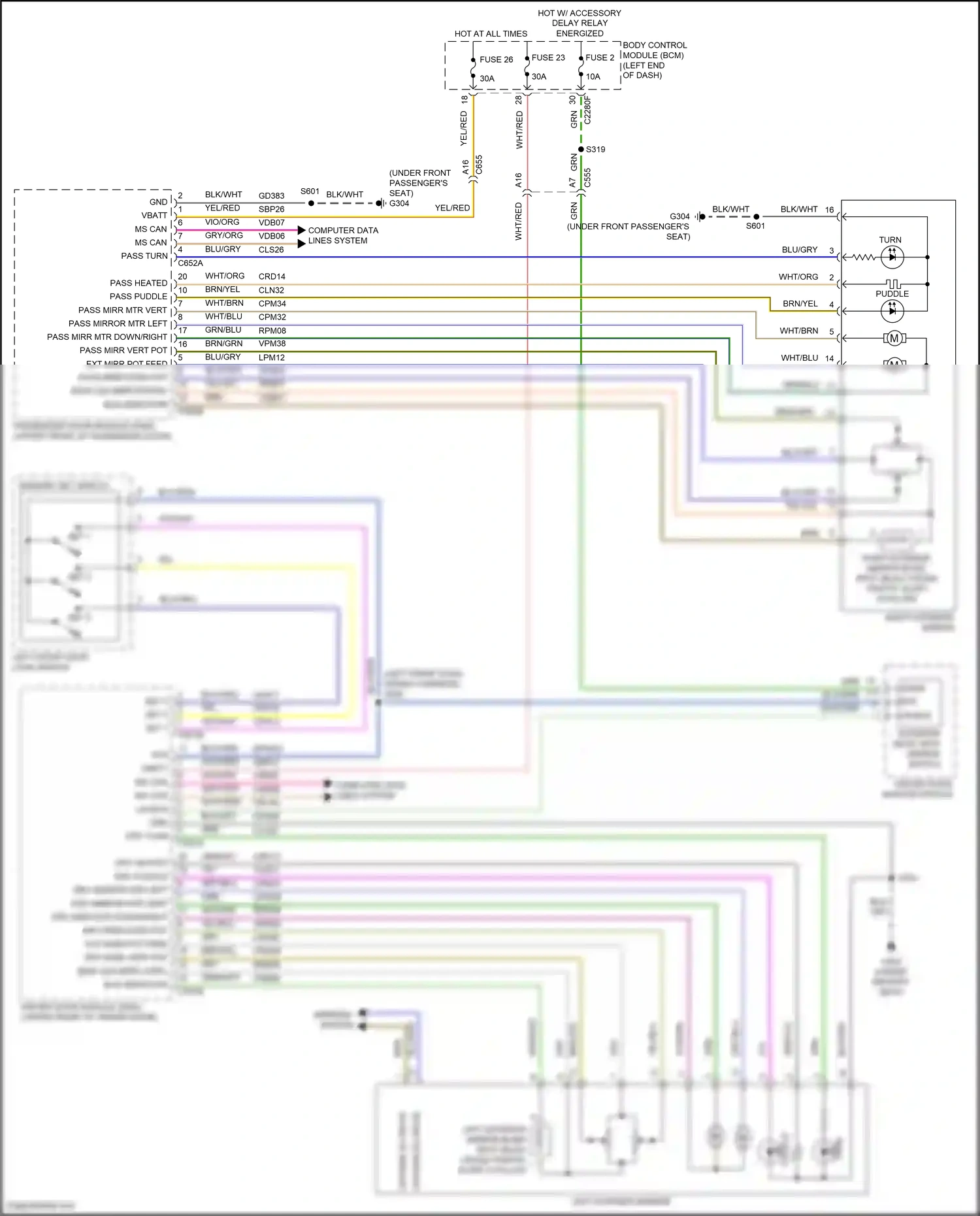 Wiring diagram driver door window switch for Ford Edge III (2023-2024) (3 of 8)