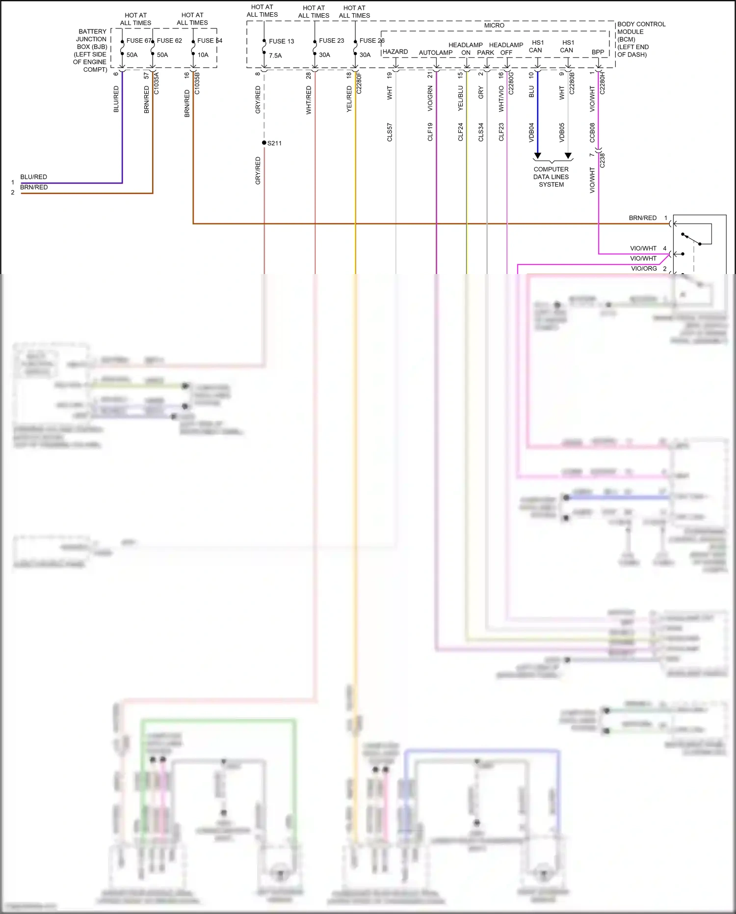 Wiring diagram multi- function switch for Ford Edge III (2023-2024) (2 of 4)