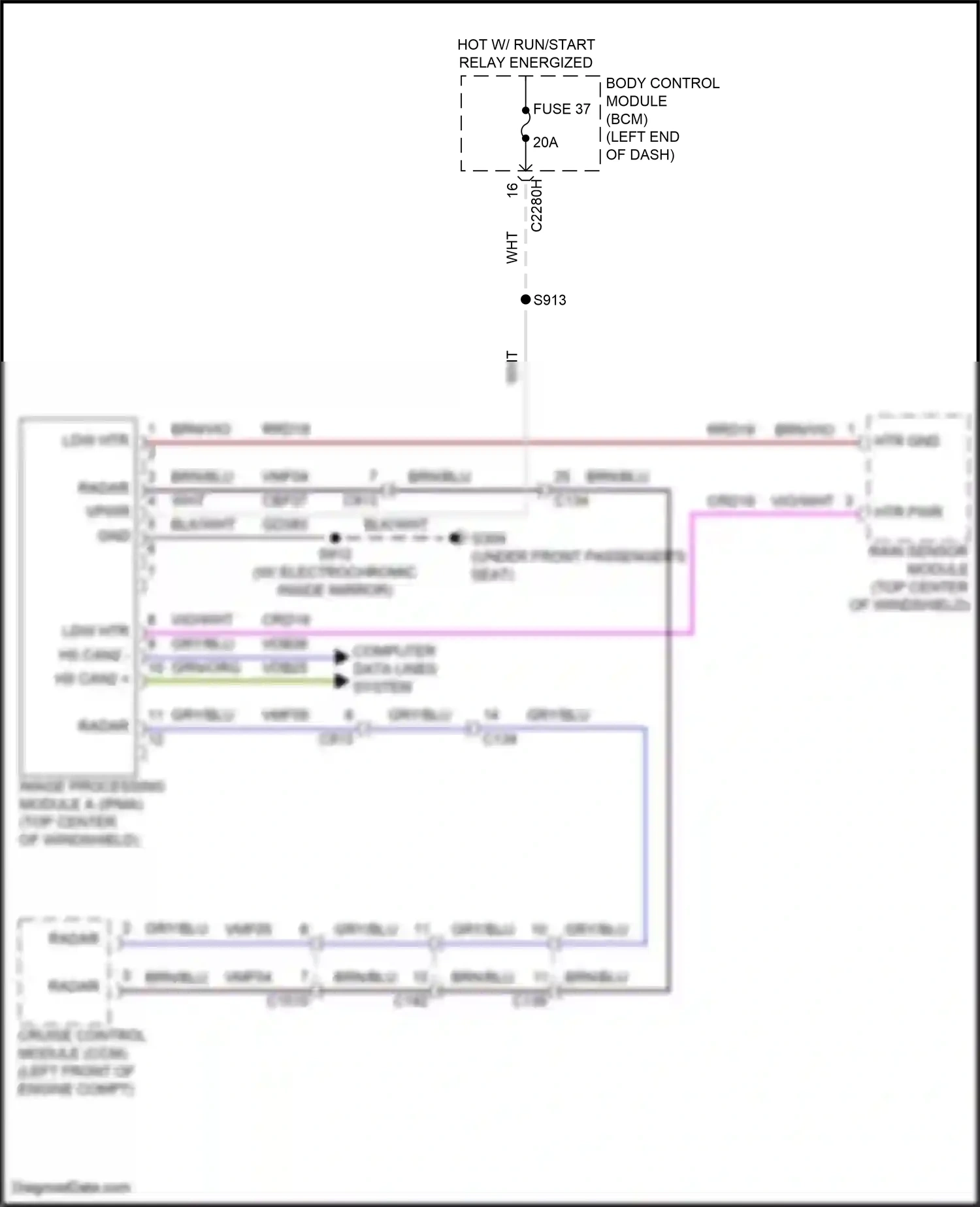 Wiring diagram rain sensor module for Ford Edge III (2023-2024) (3 of 4)