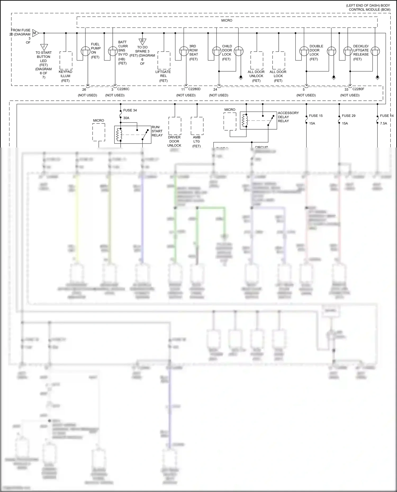 Wiring diagram roof opening panel module for Ford Edge III (2023-2024) (3 of 4)