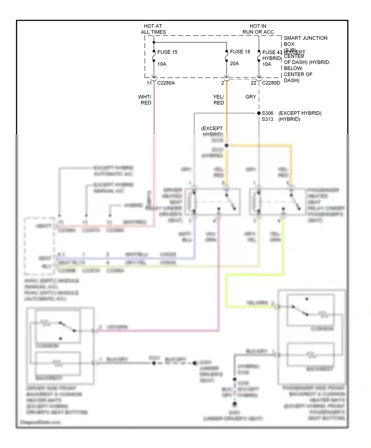 Ford Escape I facelift 2 (2007-2012) backrest wiring diagram  (1 of 1)