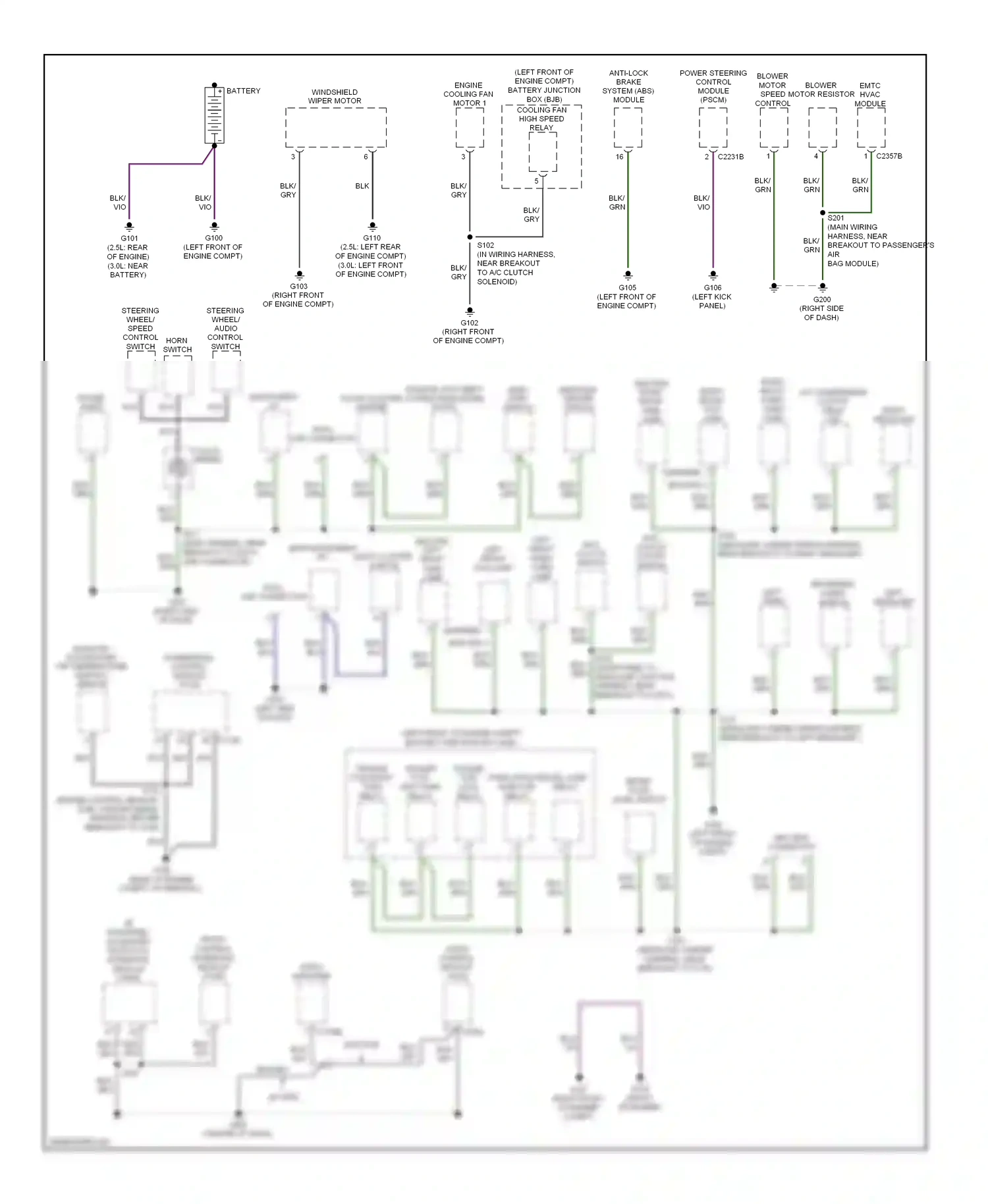 Ford Escape I facelift 2 (2007-2012) clock- spring wiring diagram  (1 of 1)