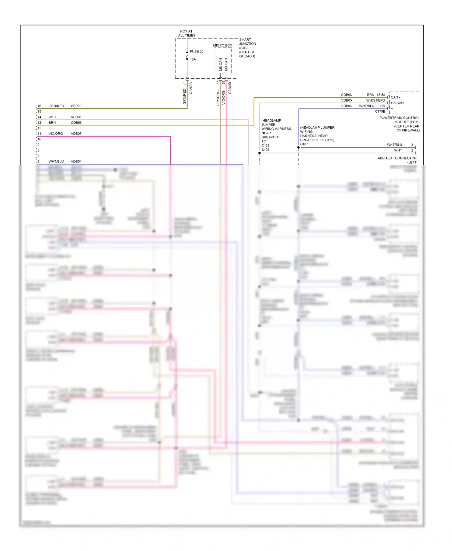Ford Escape I facelift 2 (2007-2012) occupant classification system module (ocsm) (passenger's seat bottom) wiring diagram  (1 of 2)