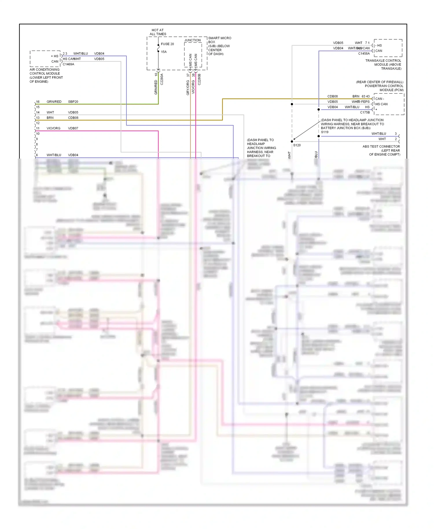 Ford Escape I facelift 2 (2007-2012) power steering control module (pscm) (behind left side of dash) wiring diagram  (1 of 2)