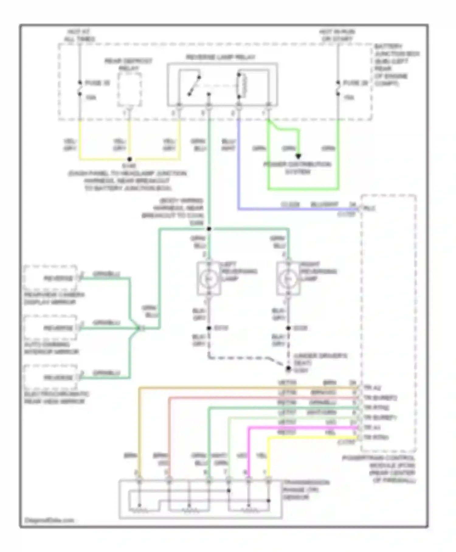 Wiring diagram reverse in for Ford Escape I facelift 2 (2007-2012) (2 of 3)