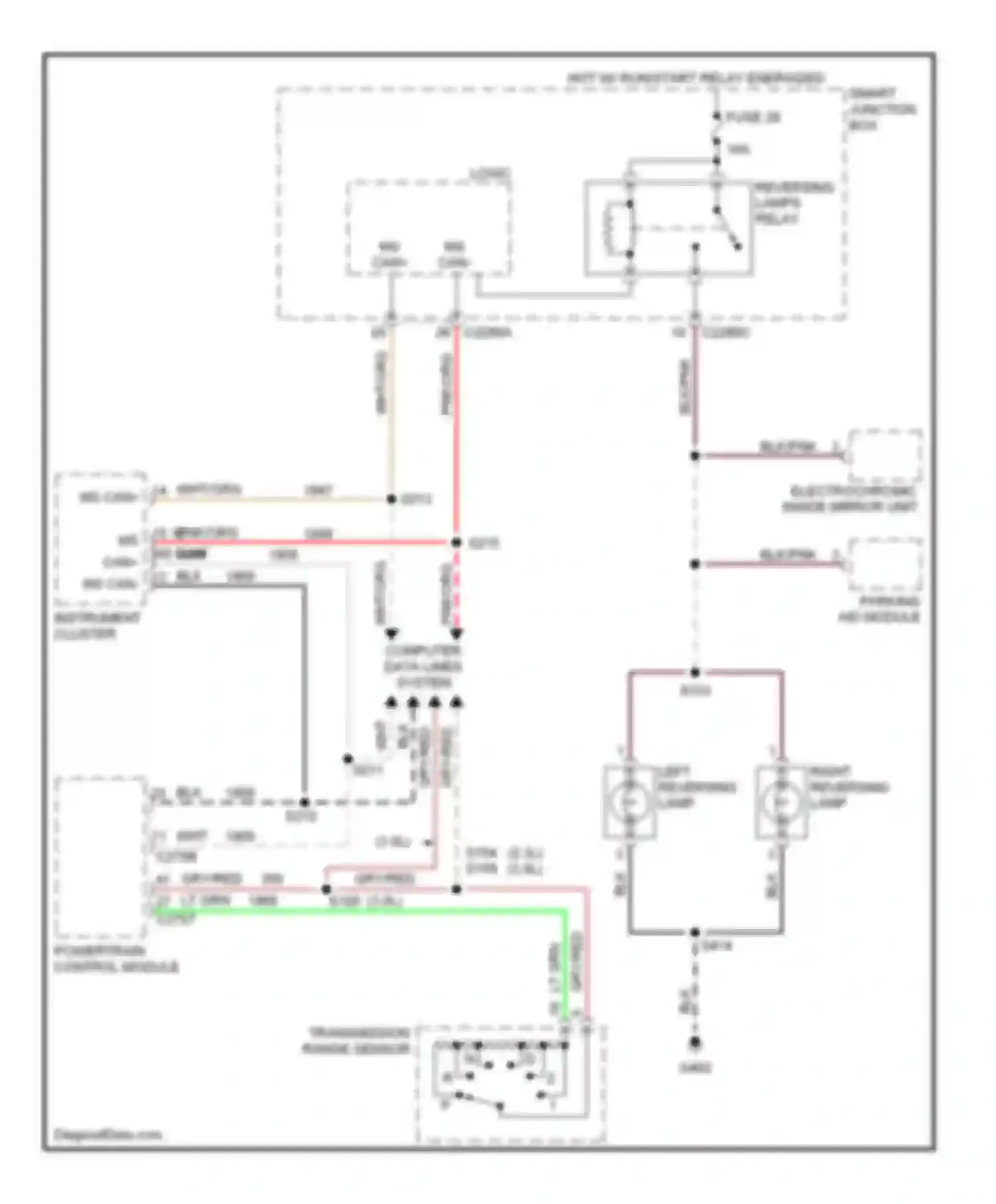 Escape Ford I facelift (2004-2007): Back-up lamps circuit, a/t except hybrid