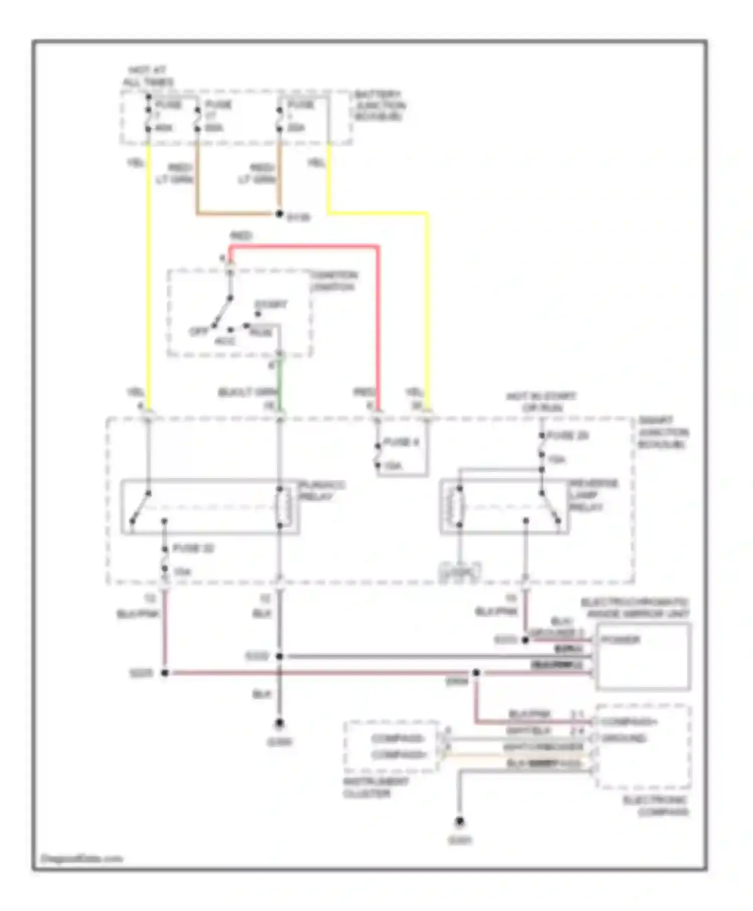 Escape Ford I facelift (2004-2007): Electrochromic mirror circuit