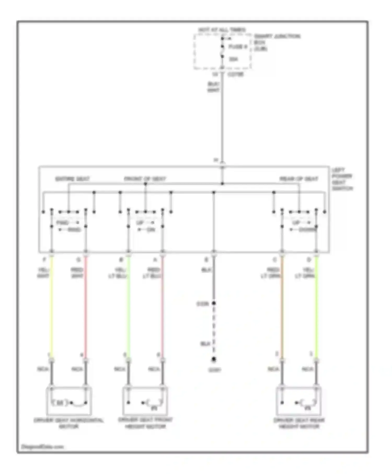 Escape Ford I facelift (2004-2007): Driver power seat circuit, except hybrid